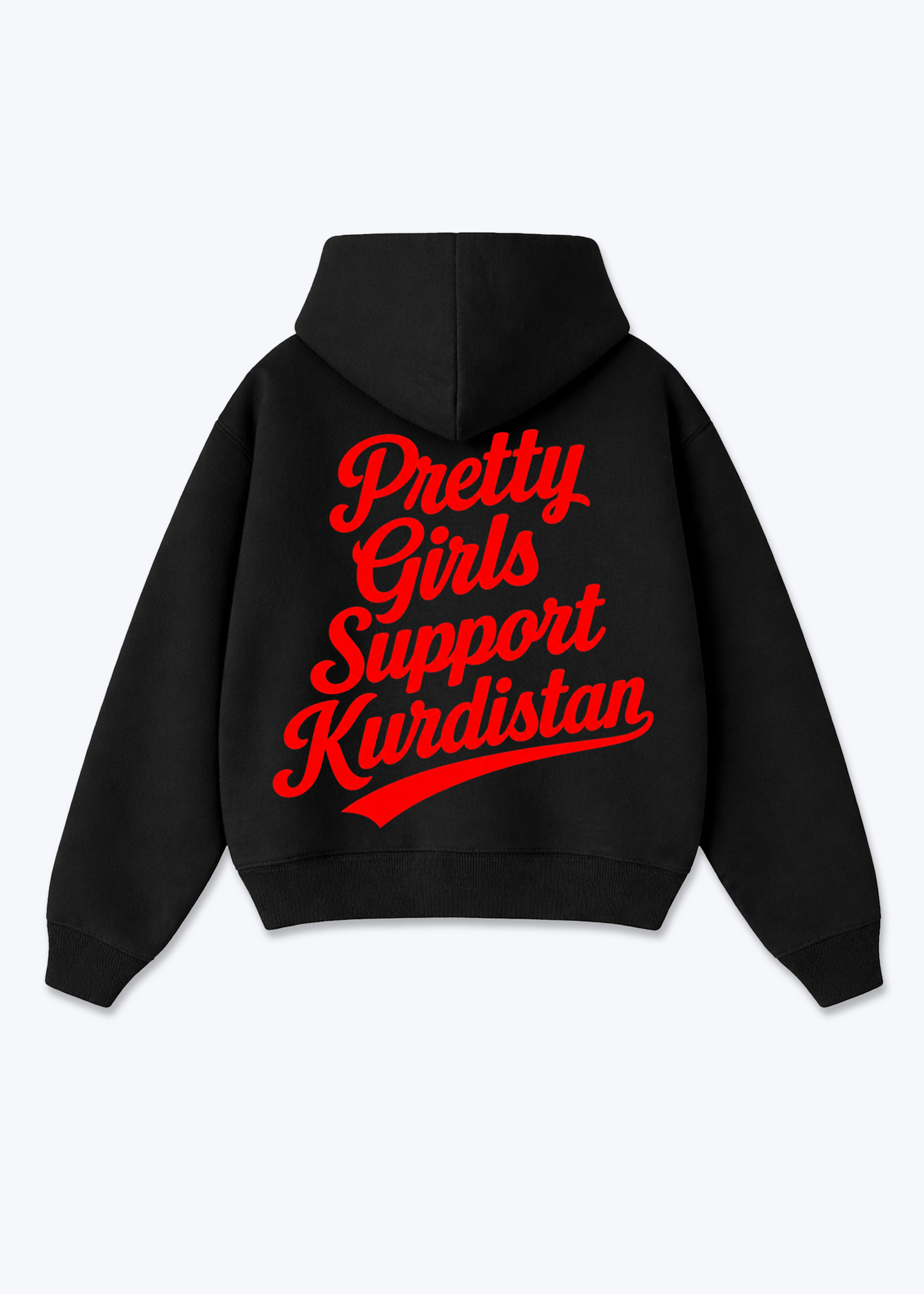 Pretty Girls Support Kurdistan Oversized Hoodie - Black Back (Designed)