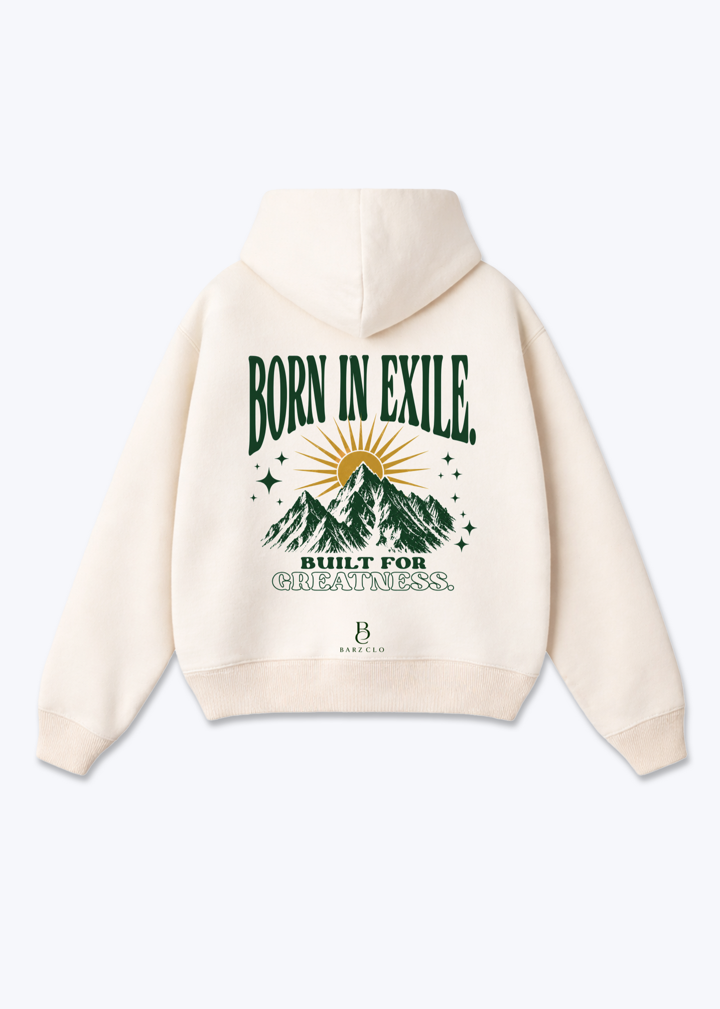 Born in Exil Oversized Hoodie - Beige Back (Designed)
