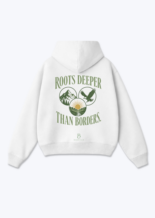 Roots Deeper Than Borders Oversized Hoodie - White Back (Designed)