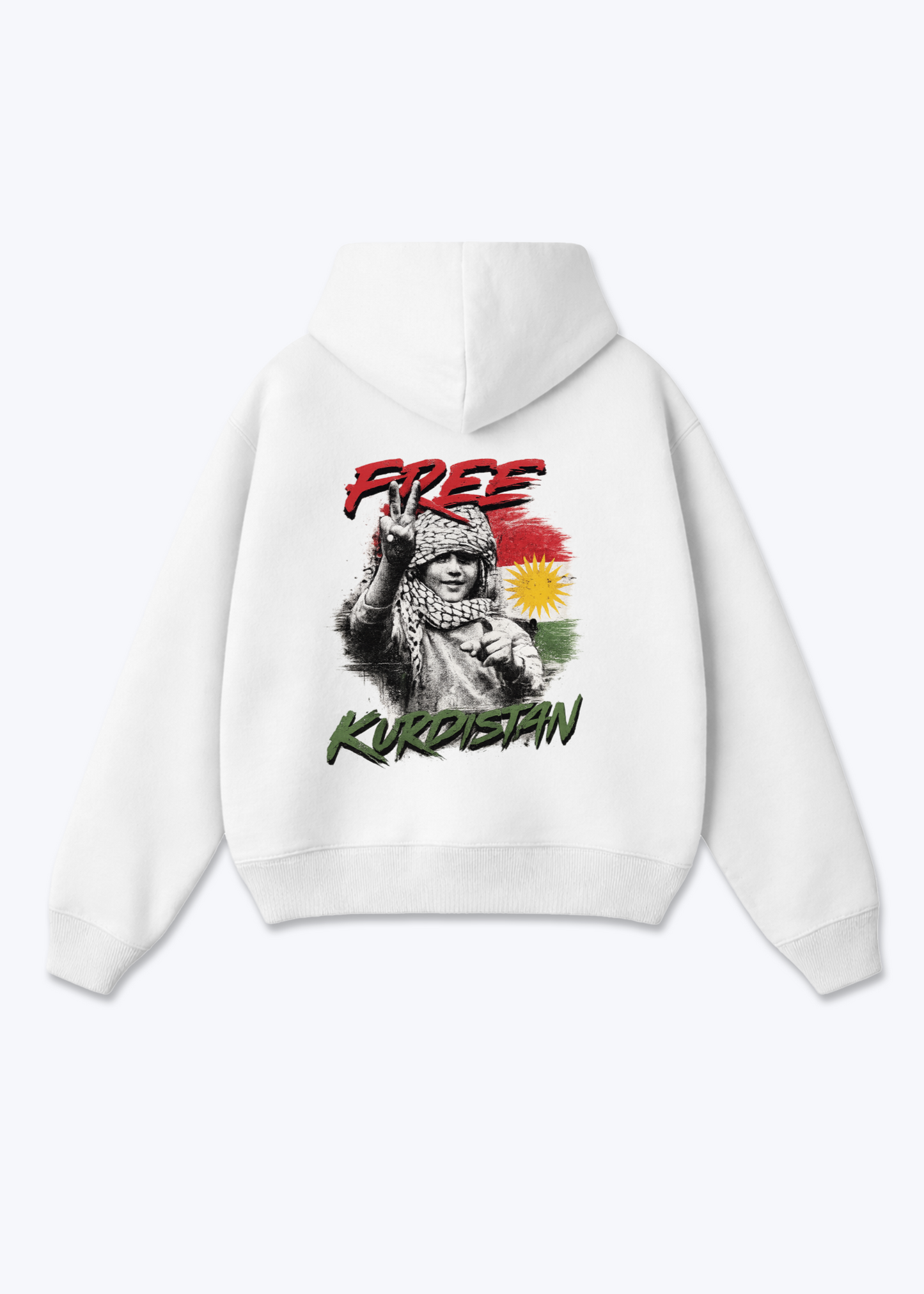 Free Kurdistan Oversized Hoodie - White Back (Designed)