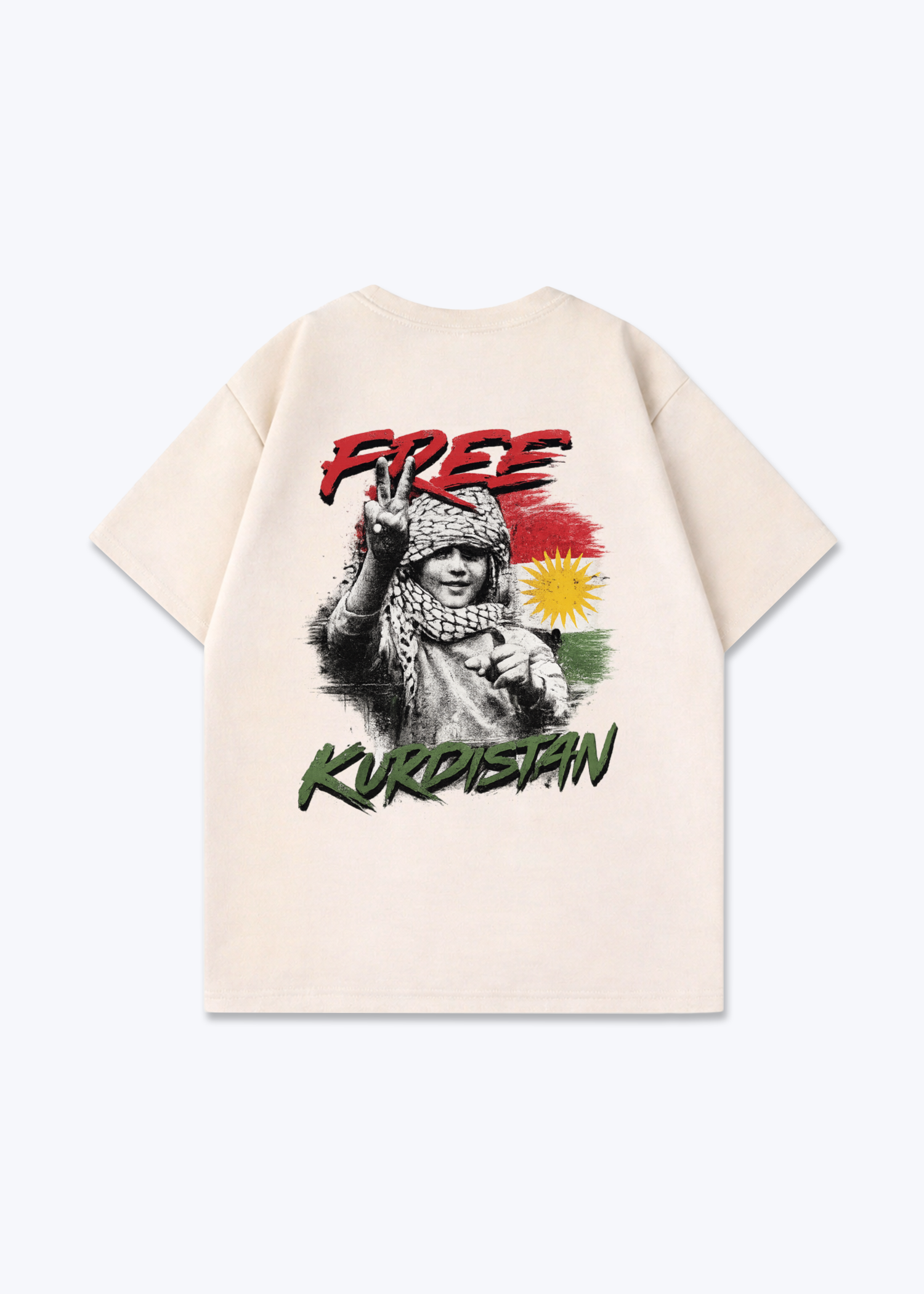 Free Kurdistan Oversized Shirt - Beige Back (Designed)