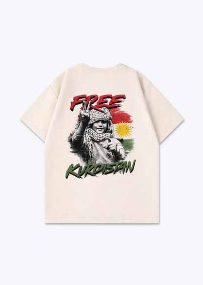 Free Kurdistan Oversized Shirt - Beige Back (Designed)