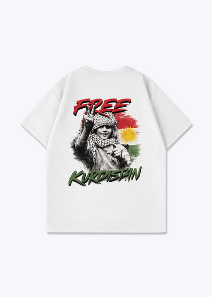 Free Kurdistan Oversized Shirt - White Back (Designed)