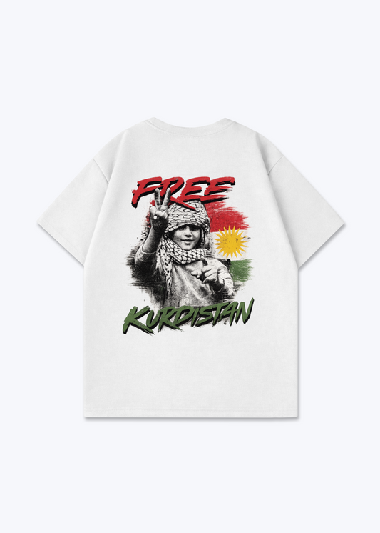 Free Kurdistan Oversized Shirt - White Back (Designed)