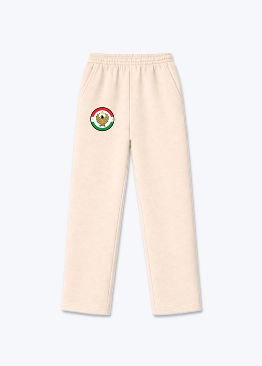 Kurdistan Adler Trackpants(open leg jogger) - Beige Front (Designed)