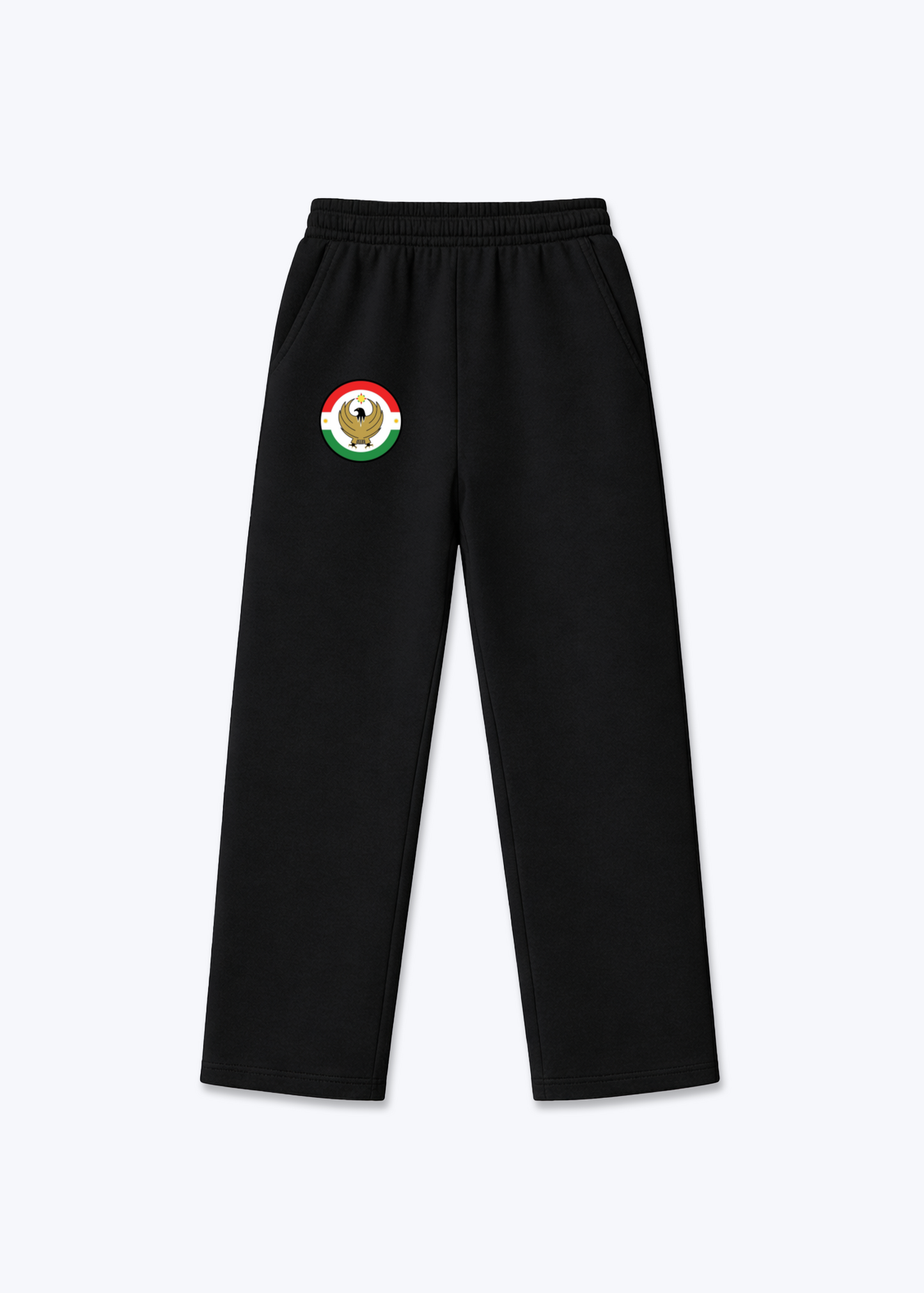 Kurdistan Adler Trackpants(open leg jogger) - Black Front (Designed)