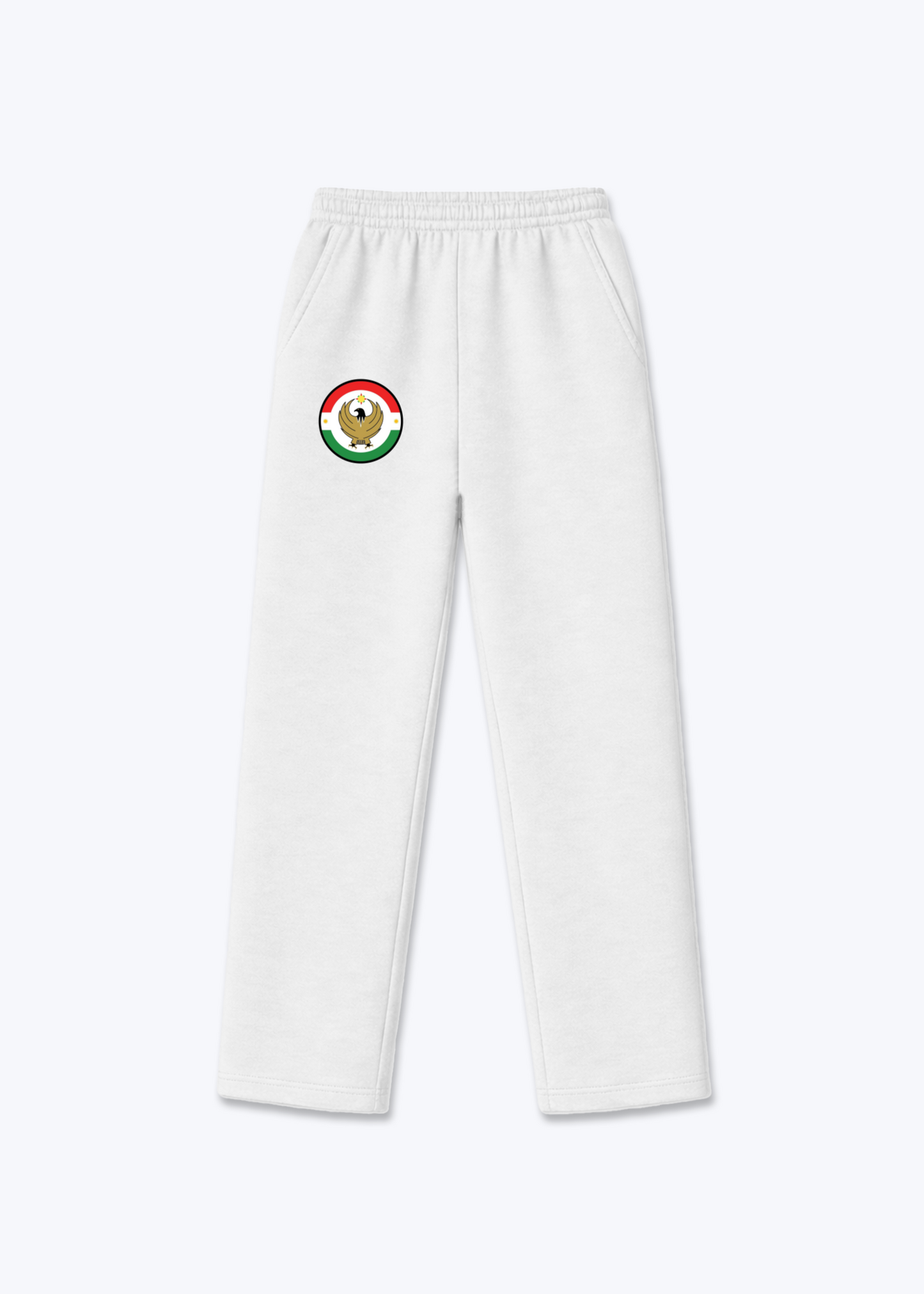 Kurdistan Adler Trackpants(open leg jogger) - White Front (Designed)