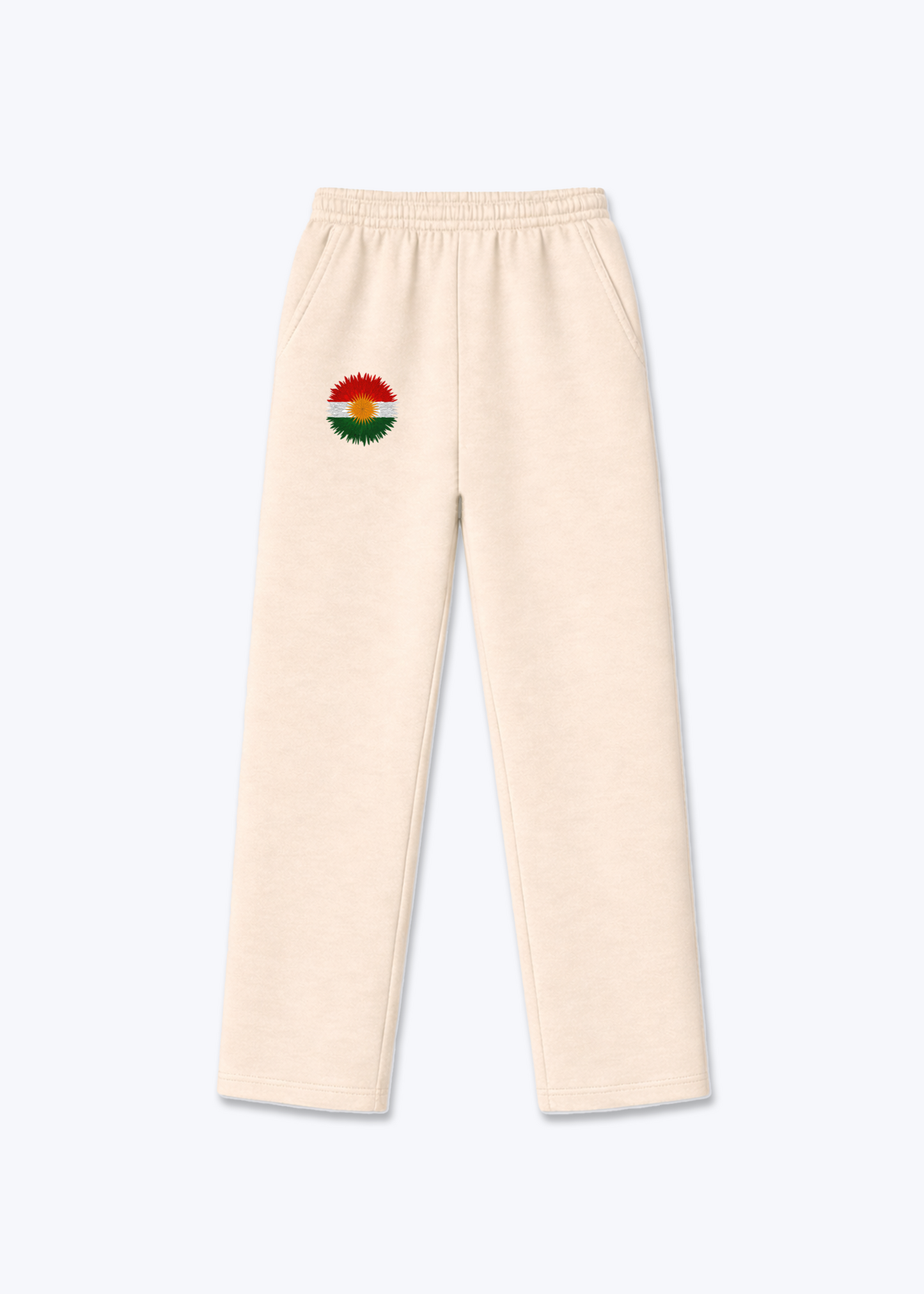 Kurdistan Sun Trackpants(open leg jogger) - Beige Front (Designed)