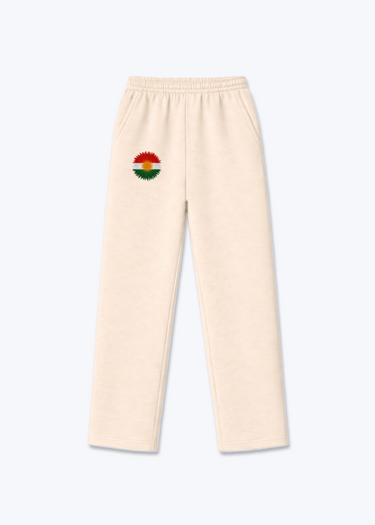 Kurdistan Sun Trackpants(open leg jogger) - Beige Front (Designed)