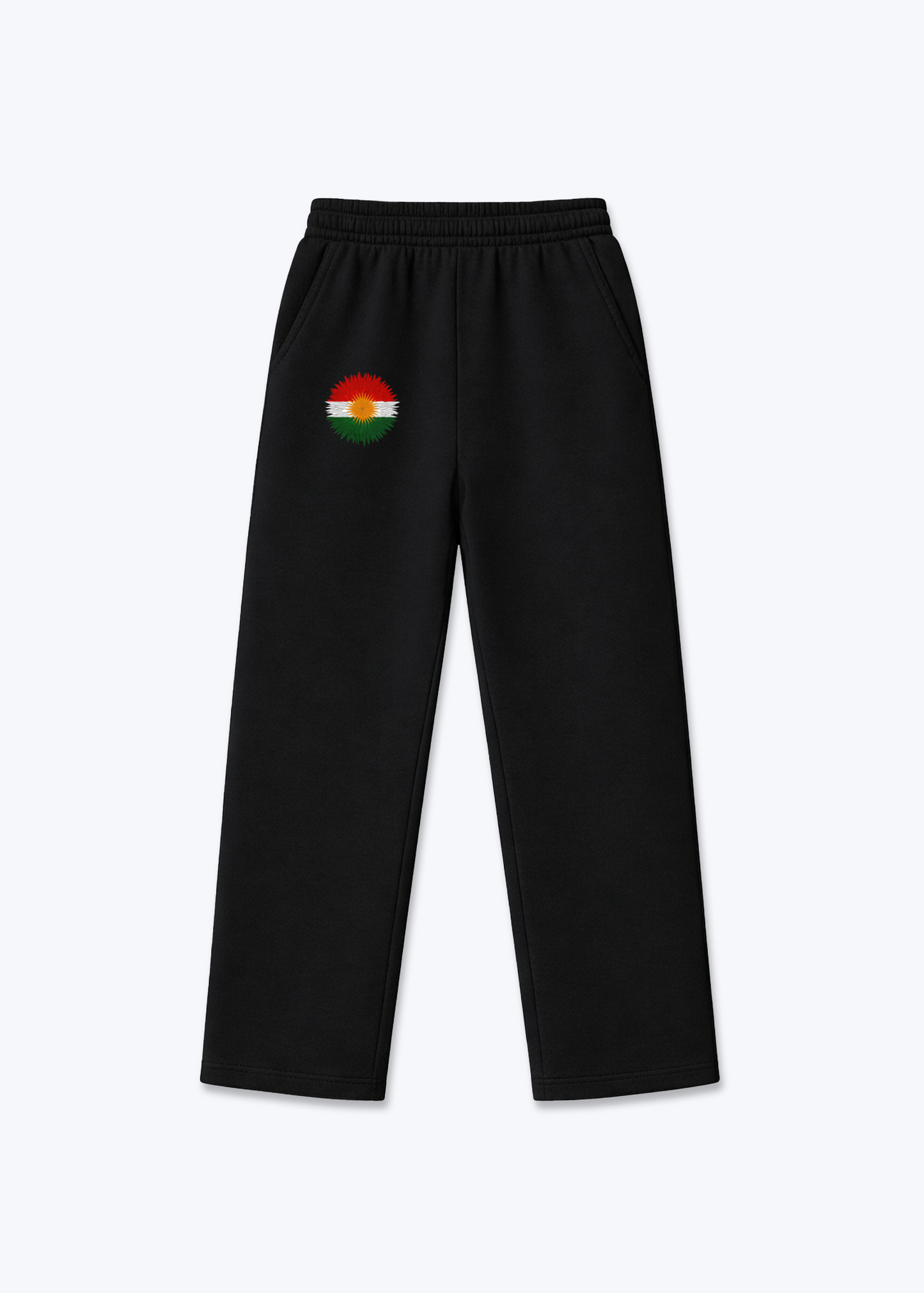 Kurdistan Sun Trackpants(open leg jogger) - Black Front (Designed)