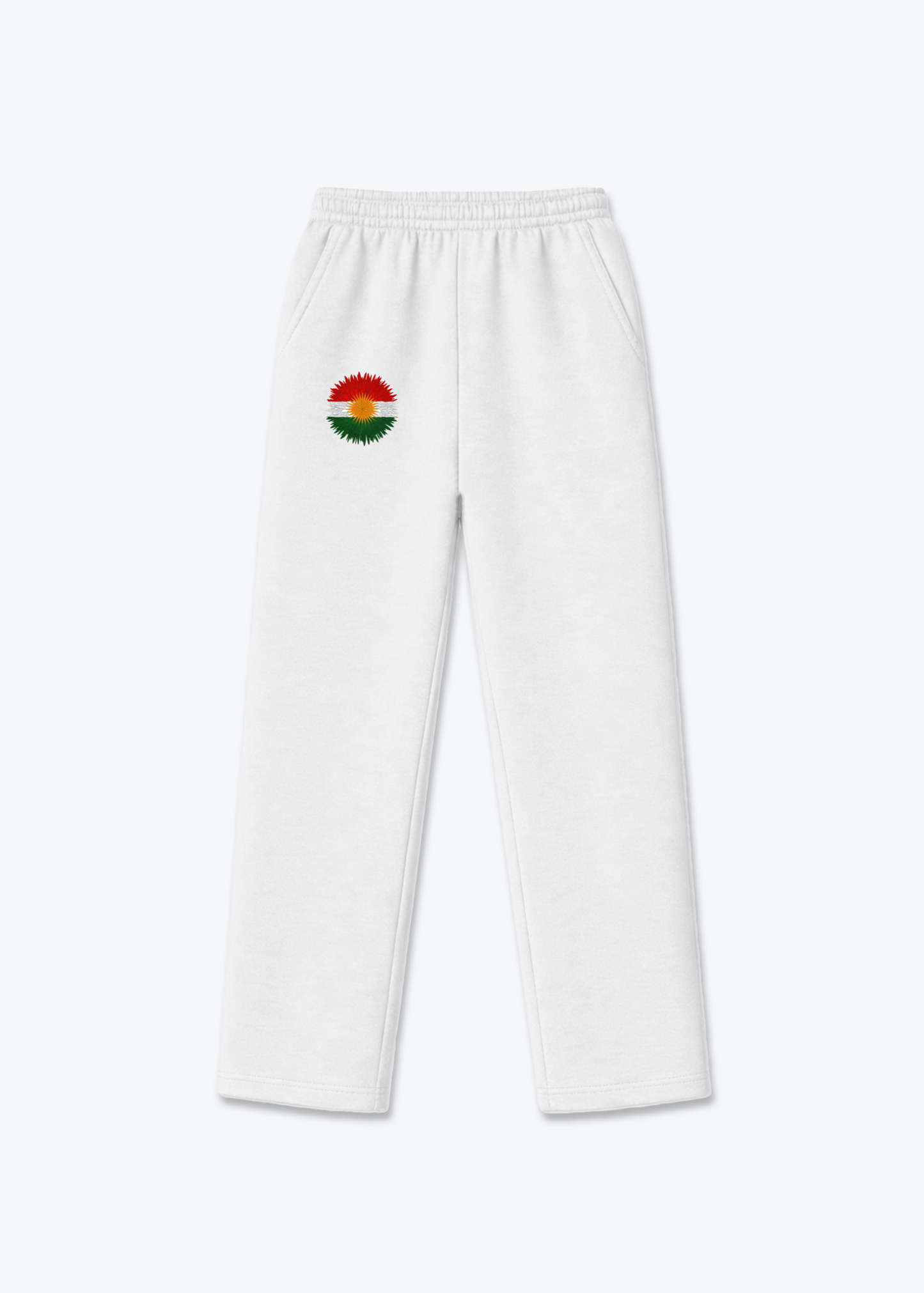 Kurdistan Sun Trackpants(open leg jogger) - White Front (Designed)