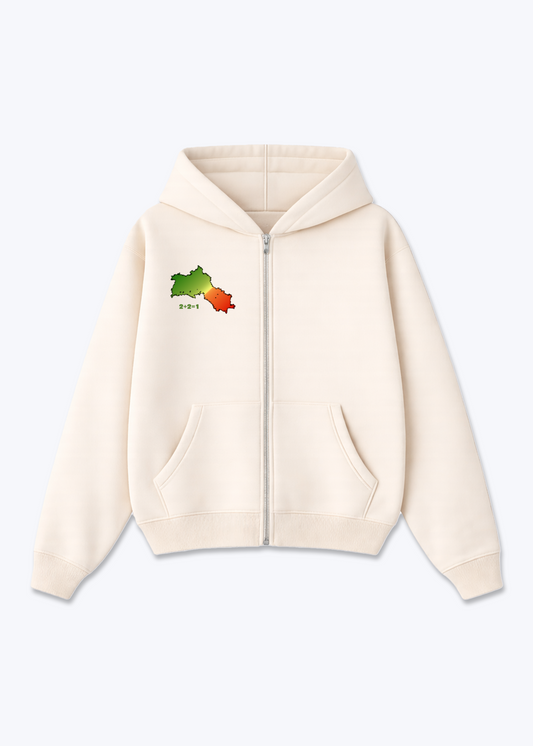 Kurdistan Karte Zip Hoodie - Beige Front (Designed)