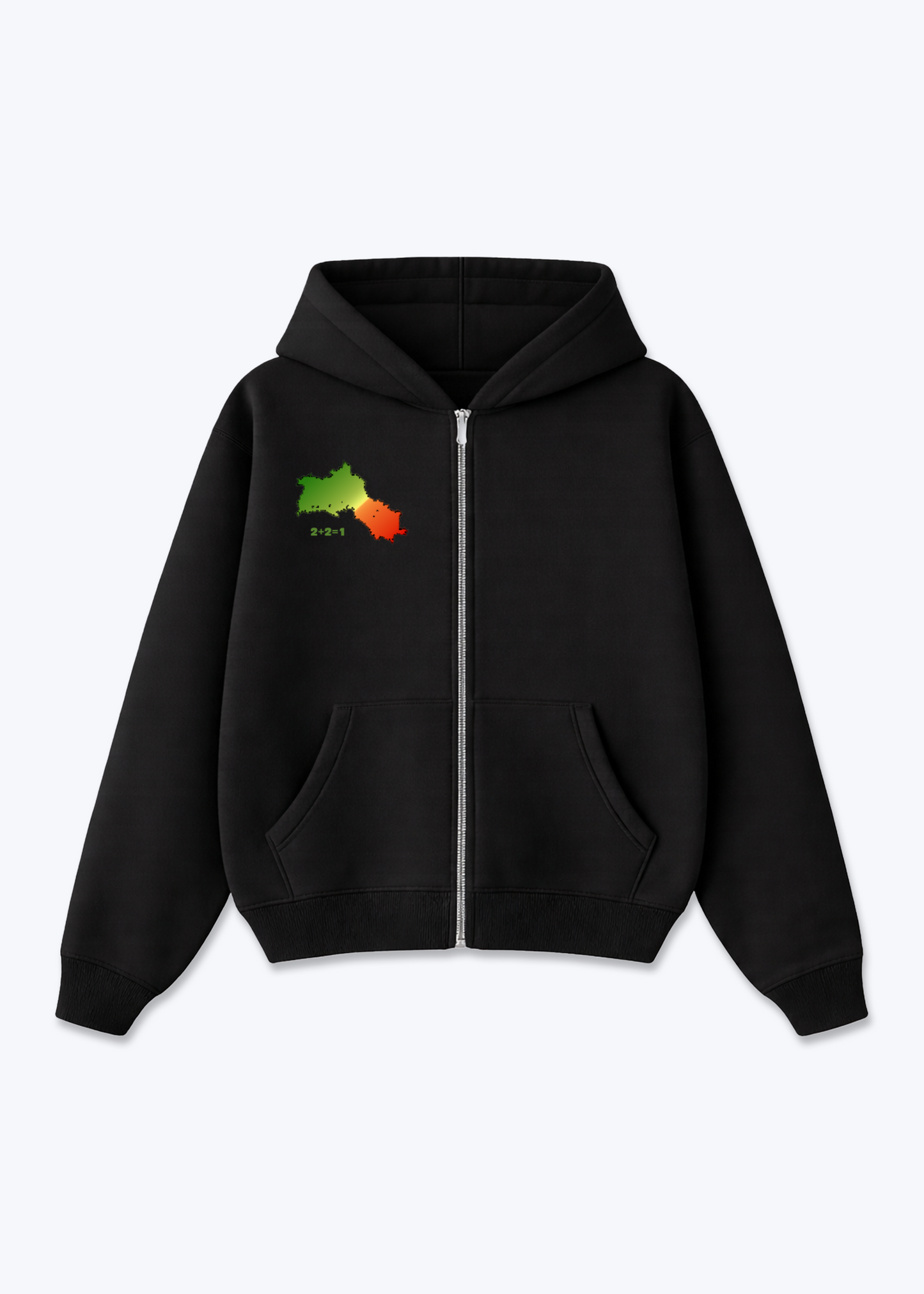 Kurdistan Karte Zip Hoodie - Black Front (Designed)