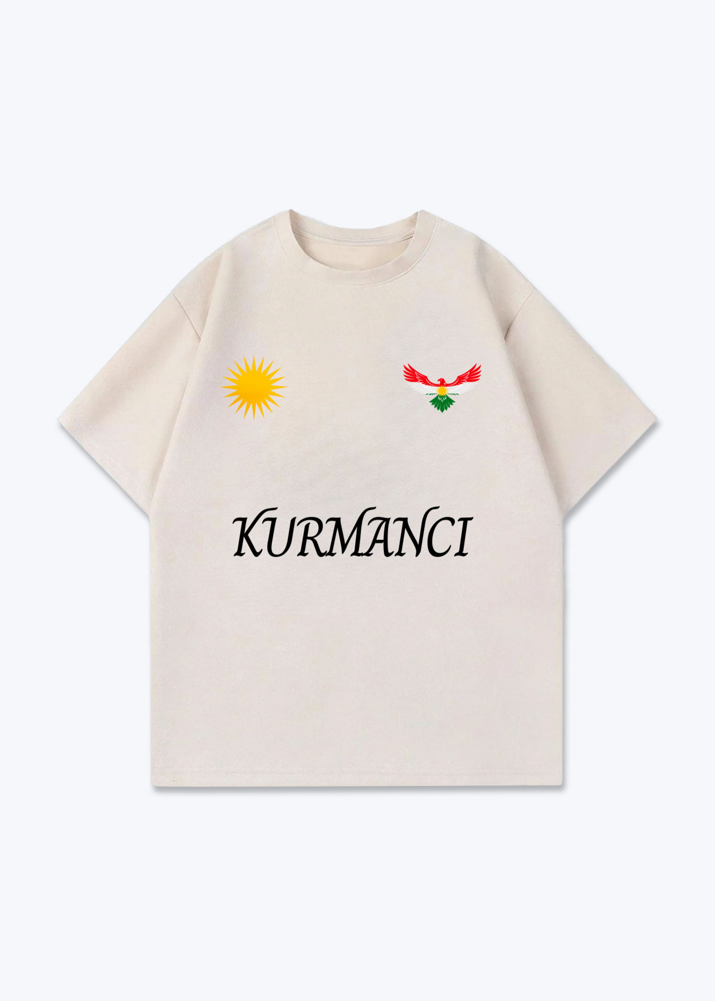Kurmanci Trikot Oversized Shirt - Beige Front (Designed)