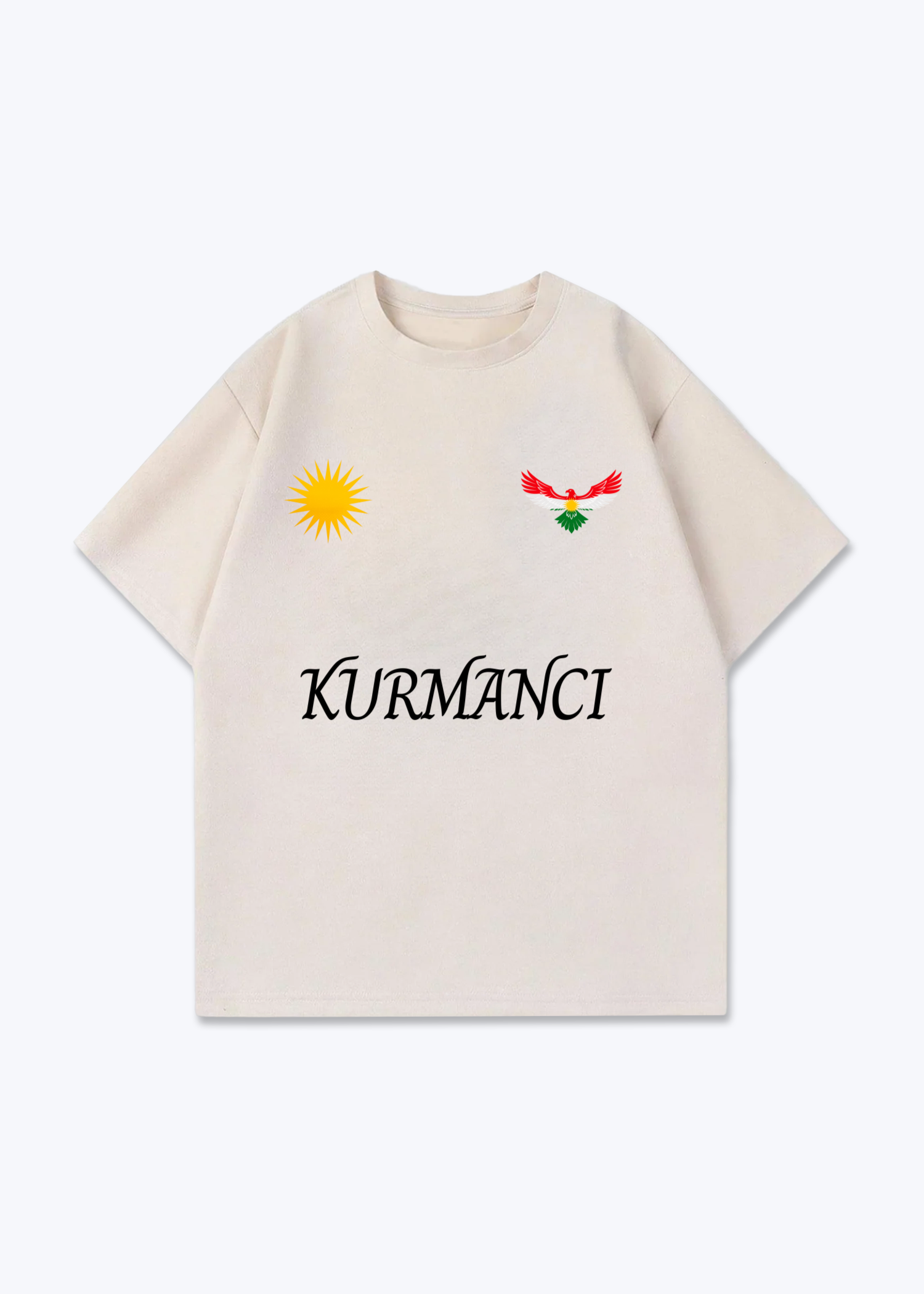 Kurmanci Trikot Oversized Shirt - Beige Front (Designed)
