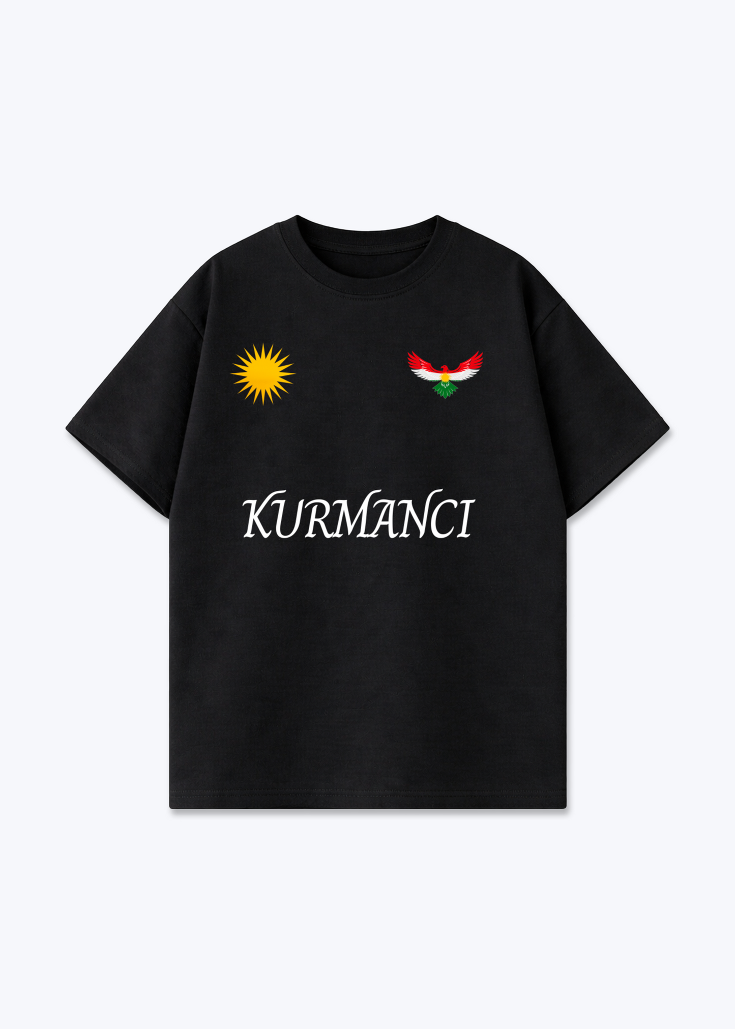 Kurmanci Trikot Oversized Shirt - Black Front (Designed)