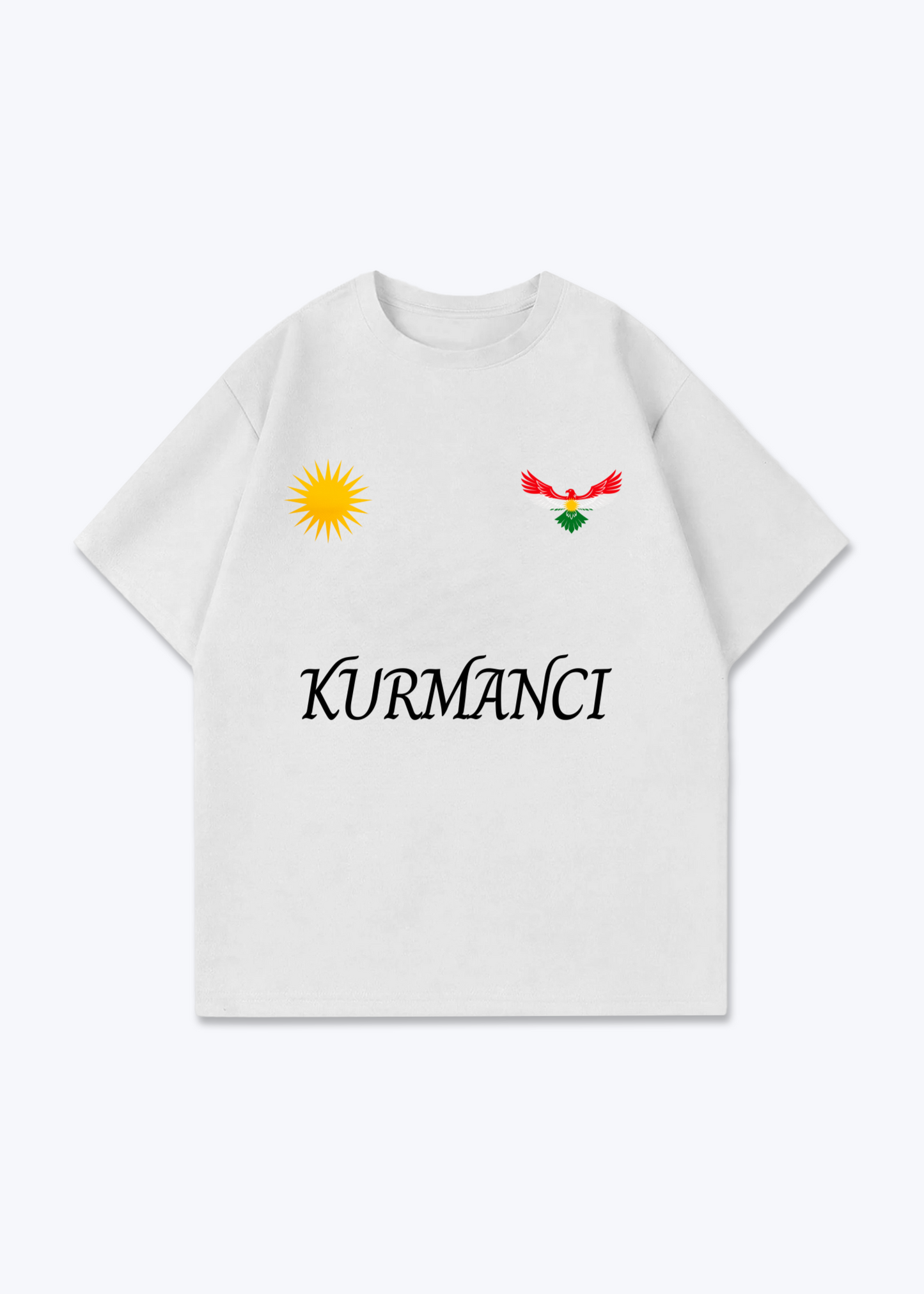 Kurmanci Trikot Oversized Shirt - White Front (Designed)