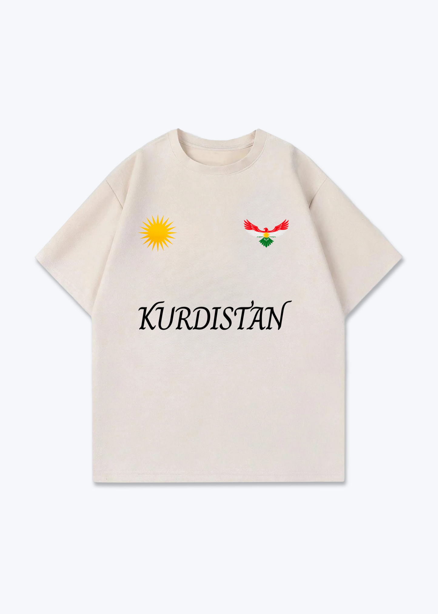 Kurdistan Trikot Oversized Shirt - Beige Front (Designed)