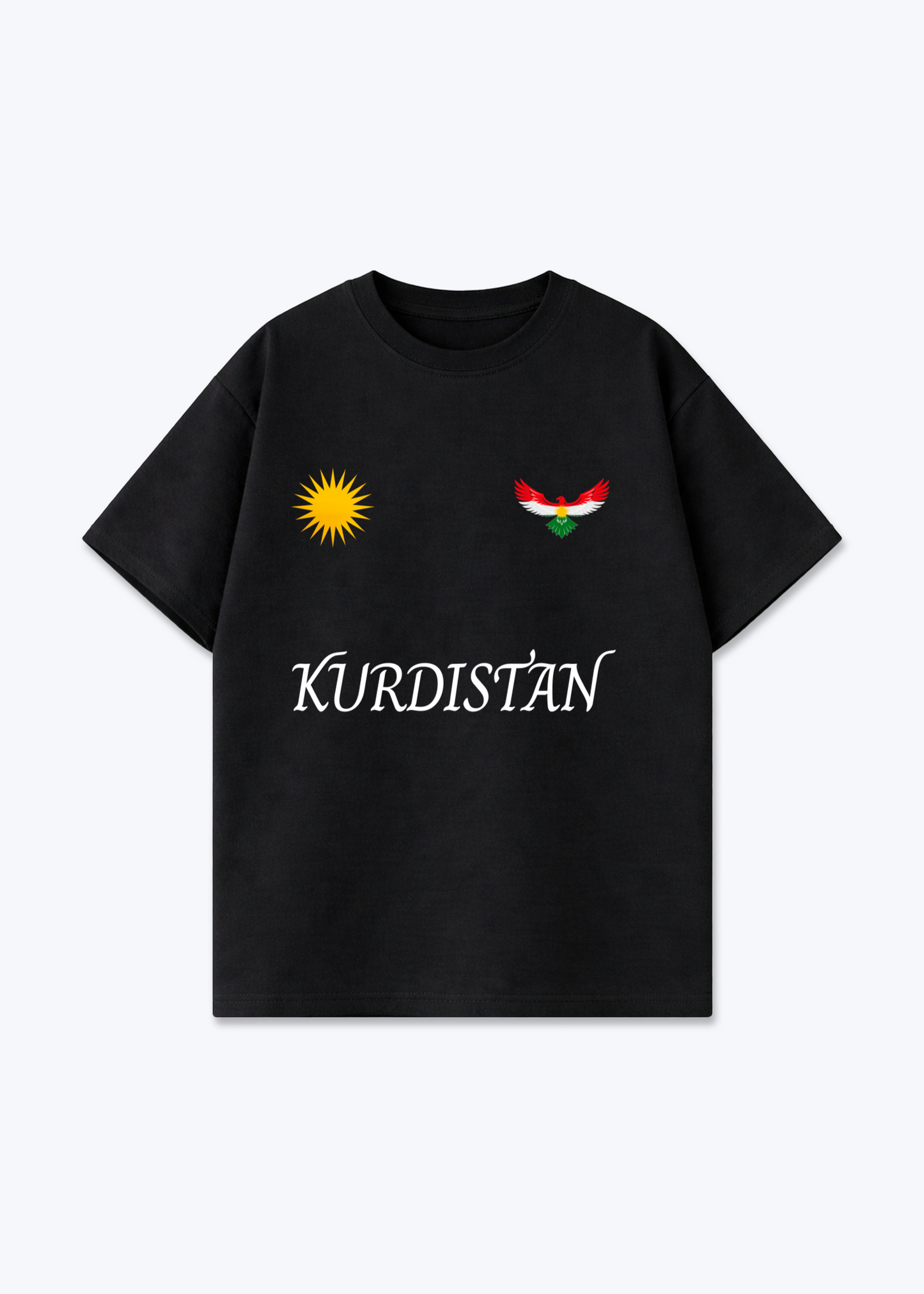 Kurdistan Trikot Oversized Shirt - Black Front (Designed)