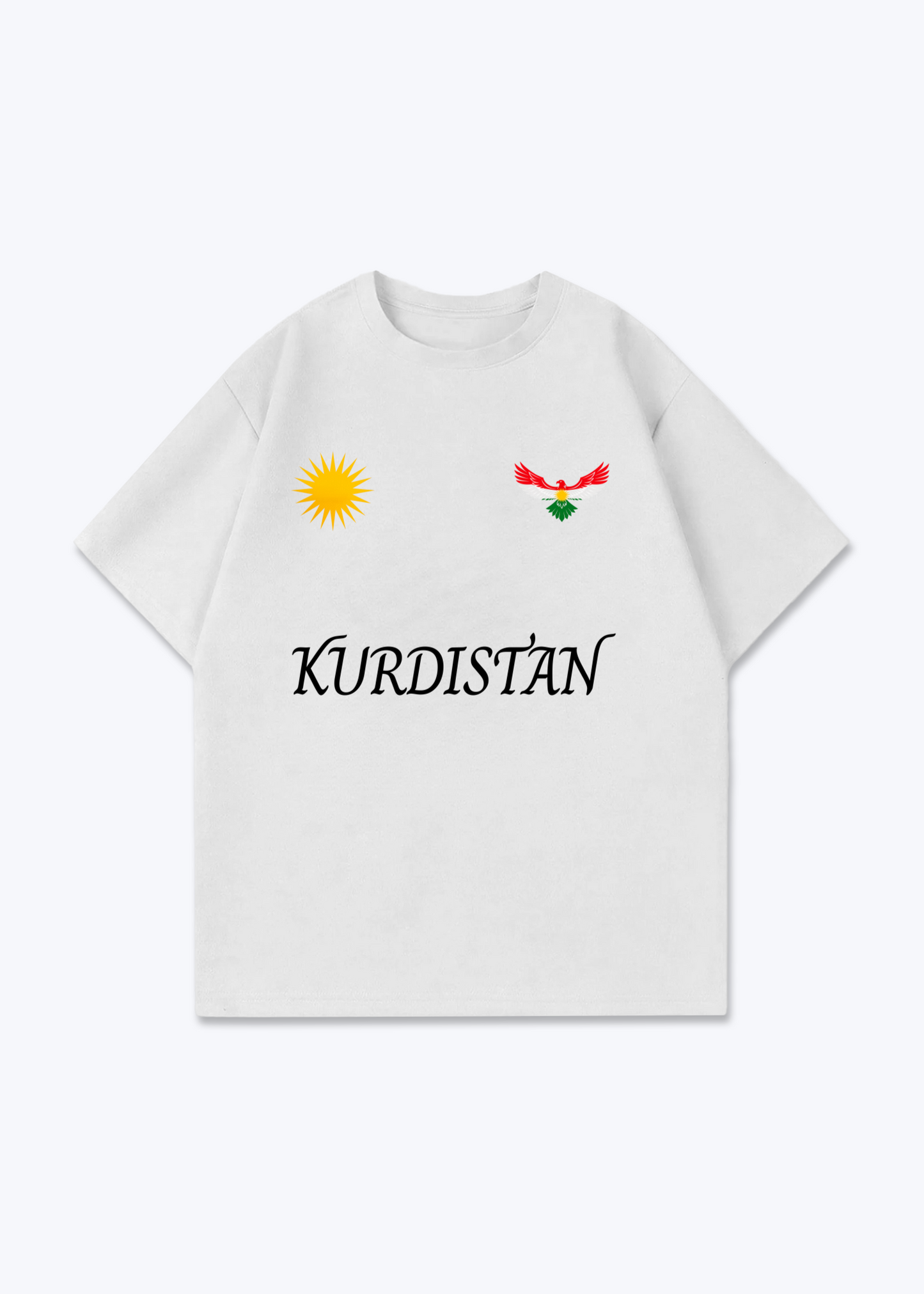 Kurdistan Trikot Oversized Shirt - White Front (Designed)
