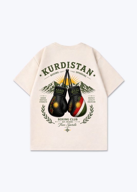 Kurdistan boxing Sparring Oversized Shirt - Beige Back (Designed)