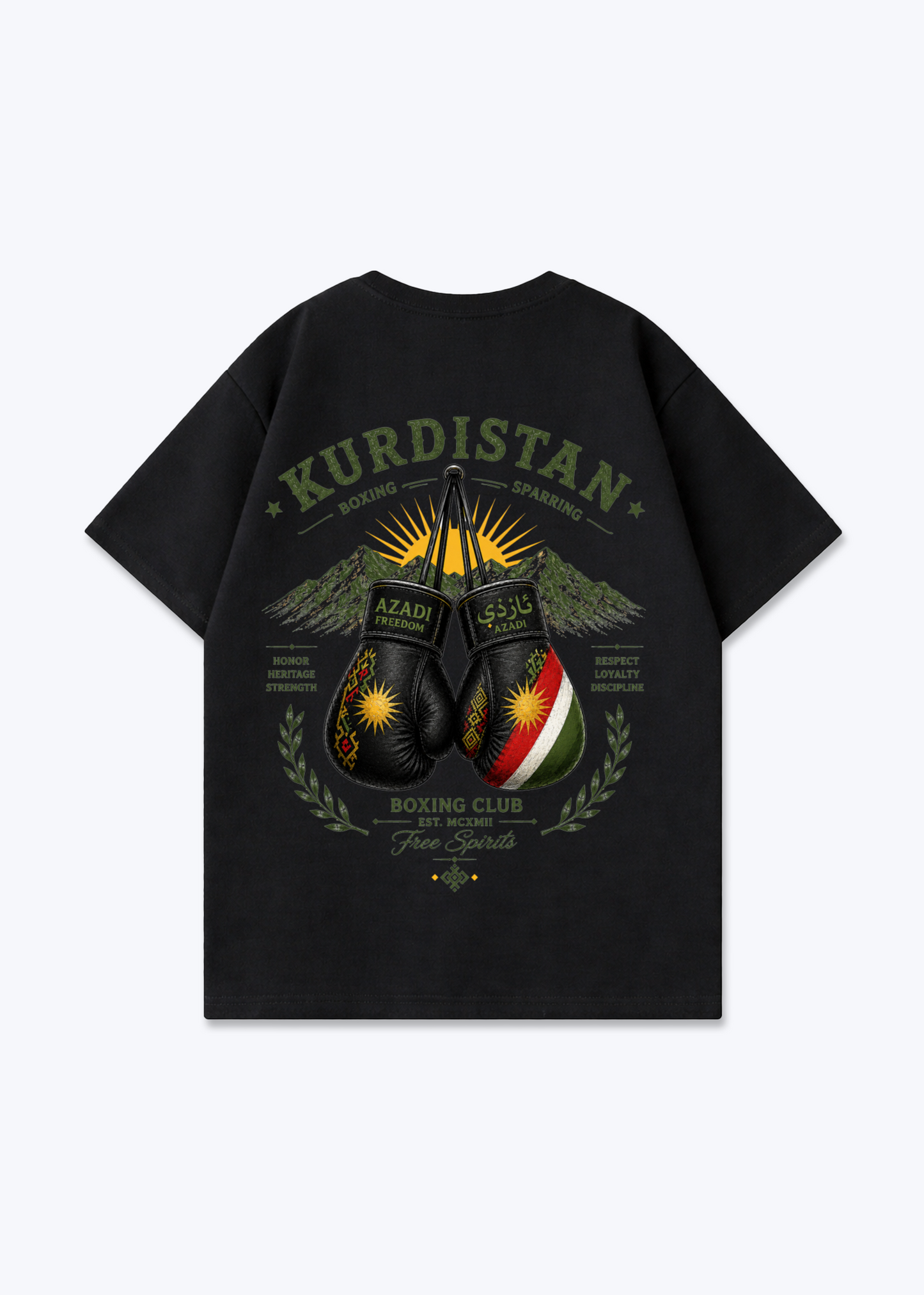 Kurdistan boxing Sparring Oversized Shirt - Black Back (Designed)