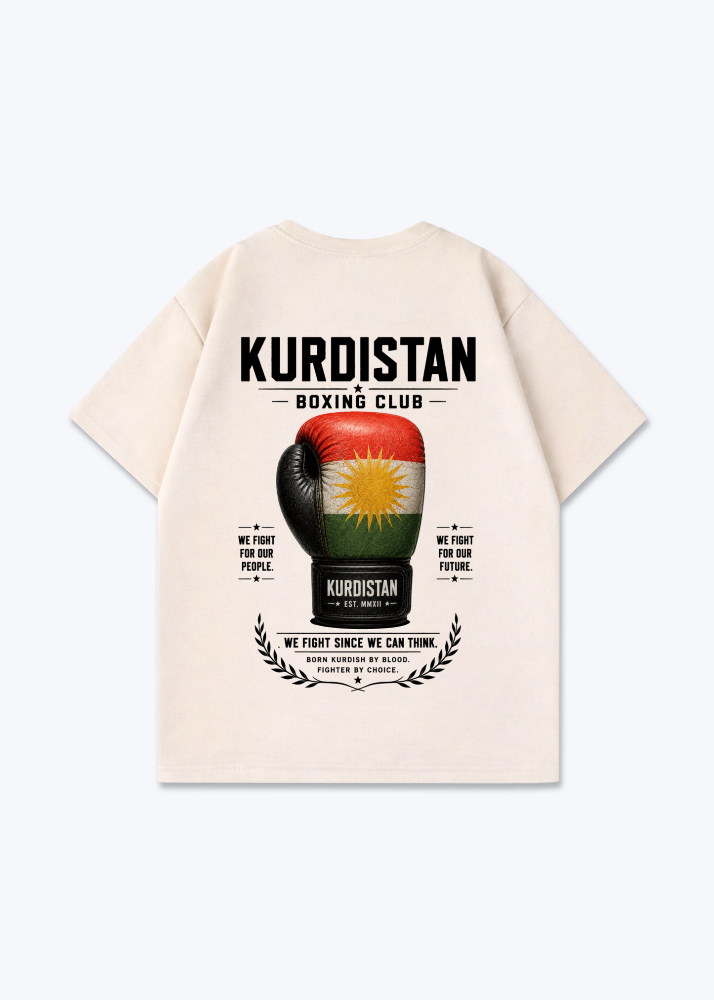 Kurdistan Boxhandschuh Oversized Shirt - Beige Back (Designed)
