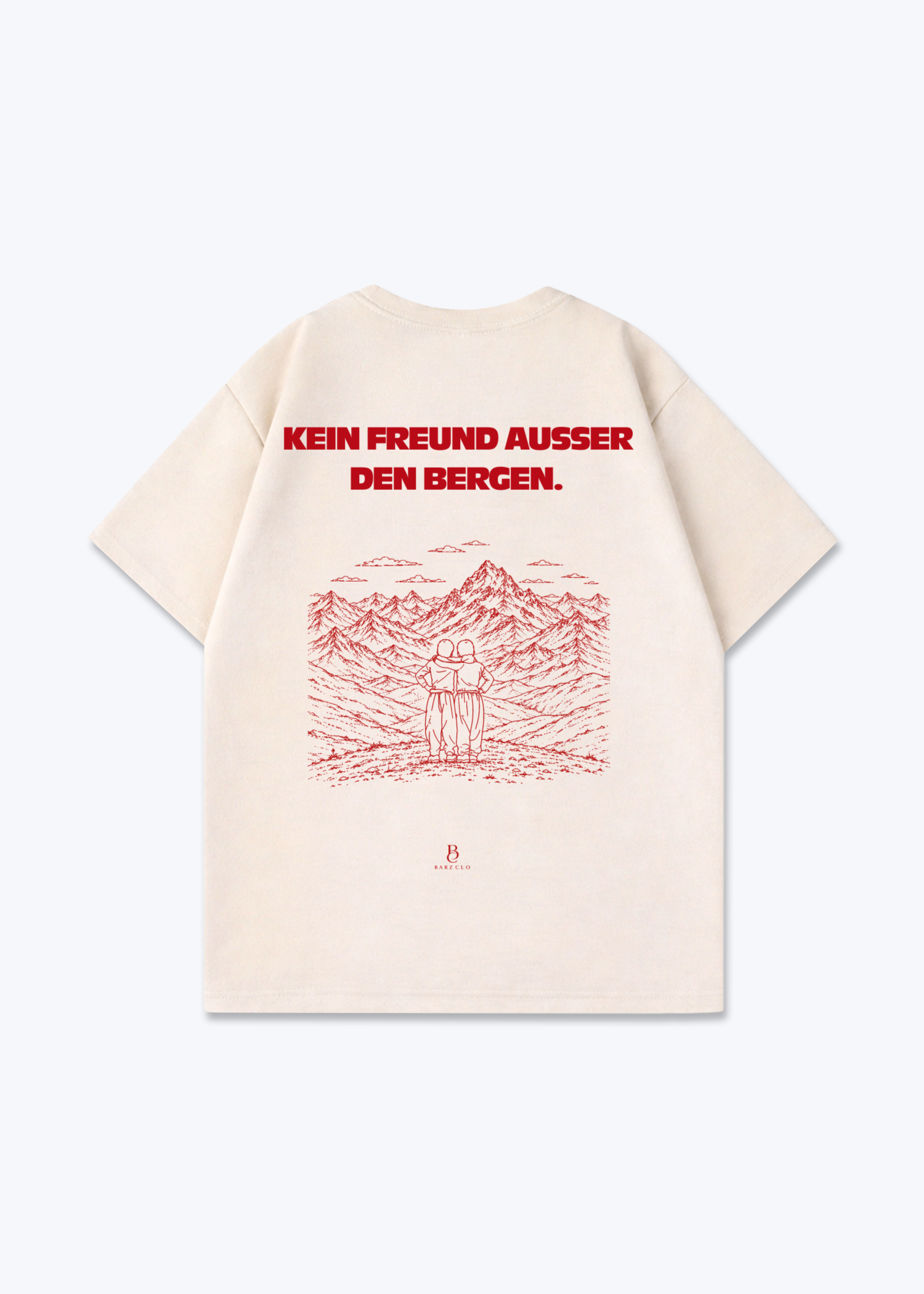 Kein Freund Ausser den Bergen Oversized Shirt - Beige Back (Designed)