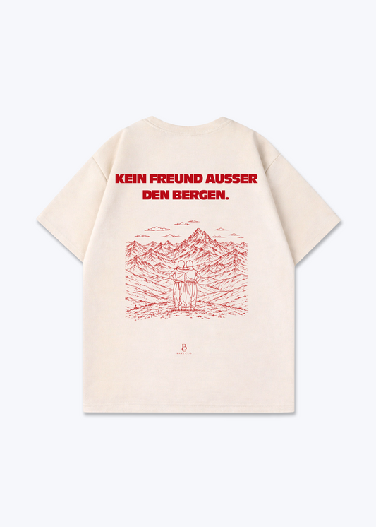 Kein Freund Ausser den Bergen Oversized Shirt - Beige Back (Designed)