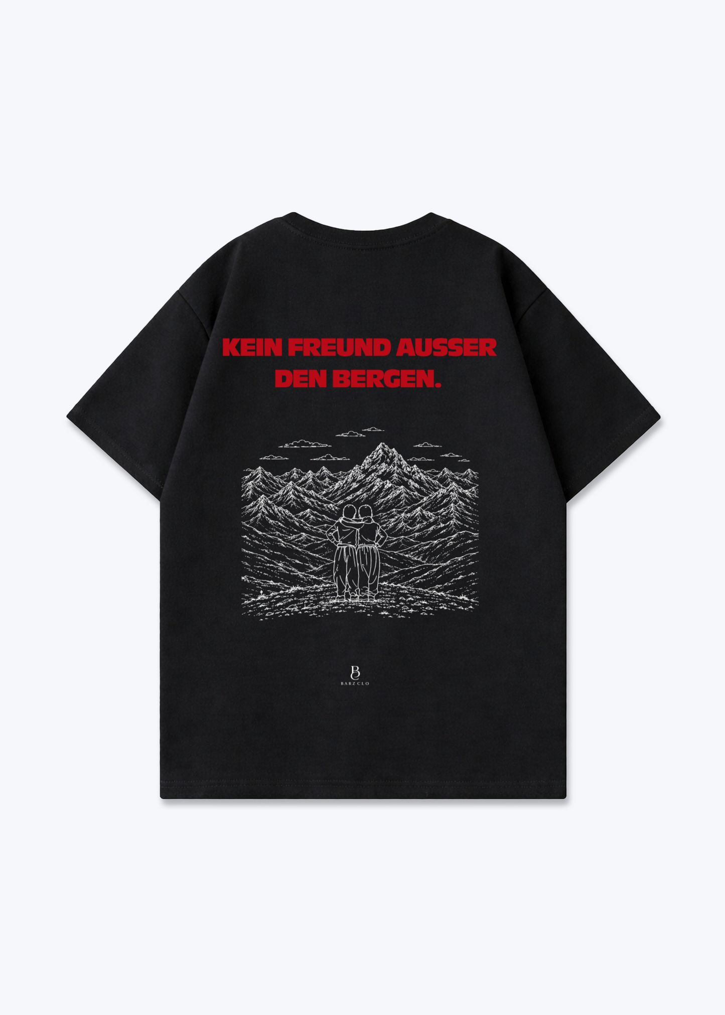 Kein Freund Ausser den Bergen Oversized Shirt - Black Back (Designed)