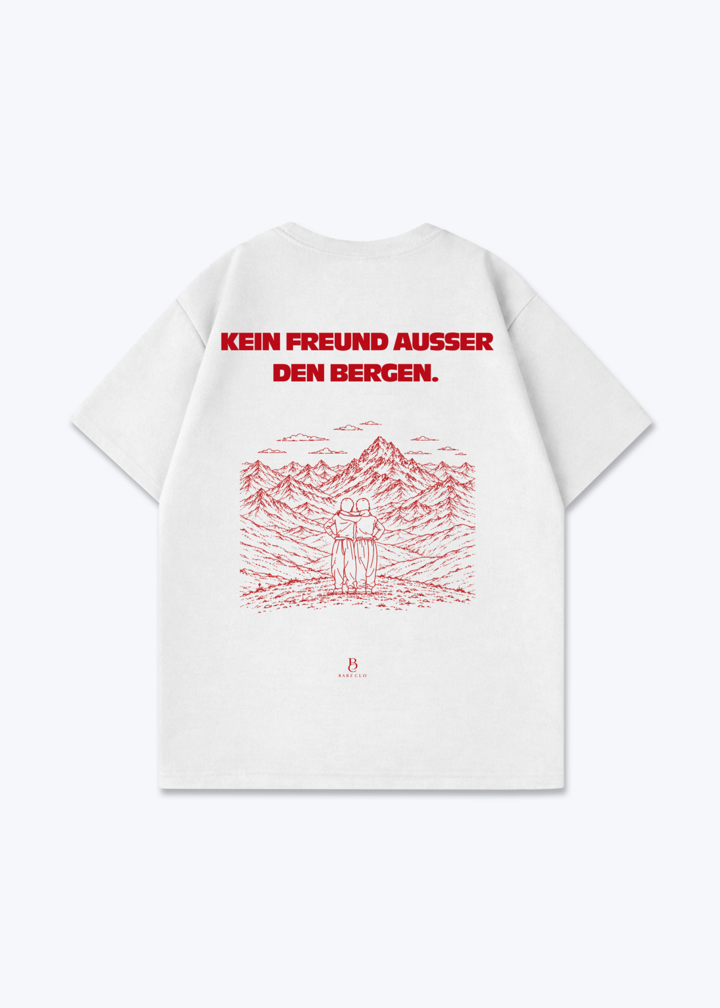 Kein Freund Ausser den Bergen Oversized Shirt - White Back (Designed)