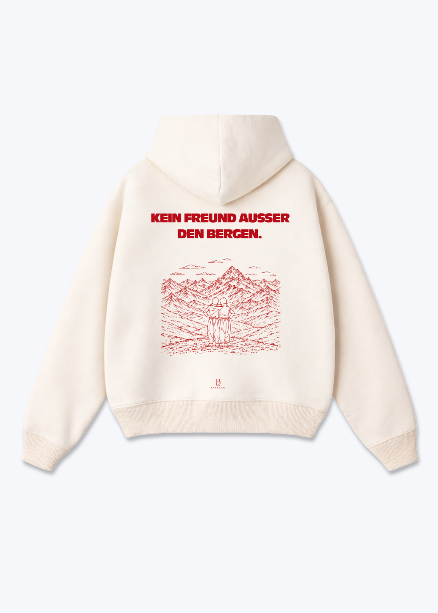 Keine freunde ausser den Bergen Oversized Hoodie - Beige Back (Designed)
