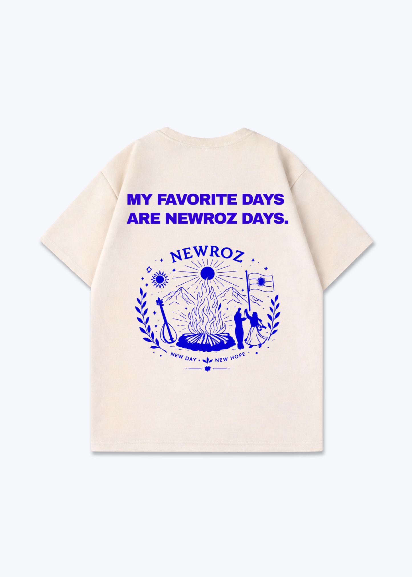 My Favorite Days are Newroz Days Oversized Shirt - Beige Back (Designed)
