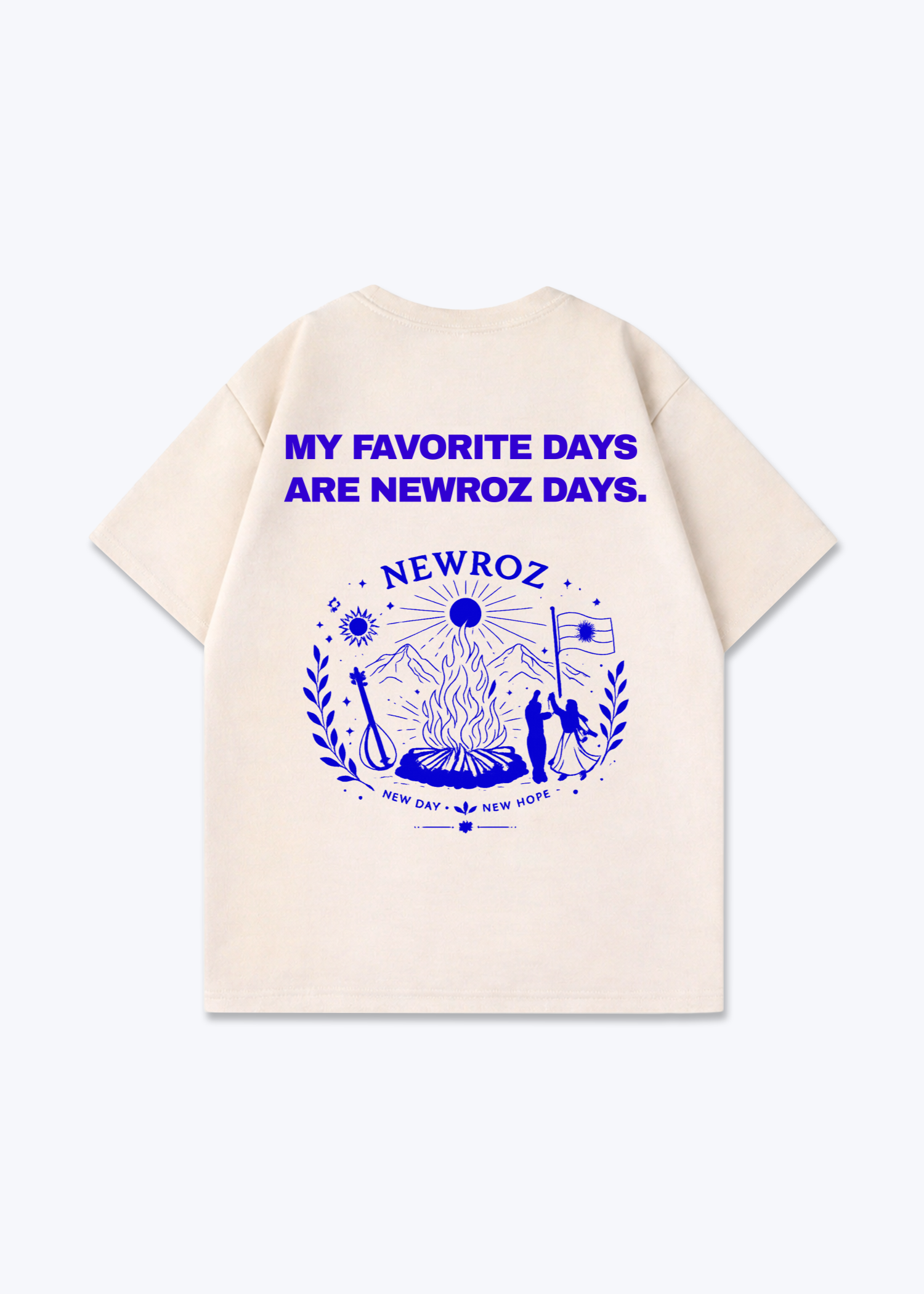 My Favorite Days are Newroz Days Oversized Shirt - Beige Back (Designed)