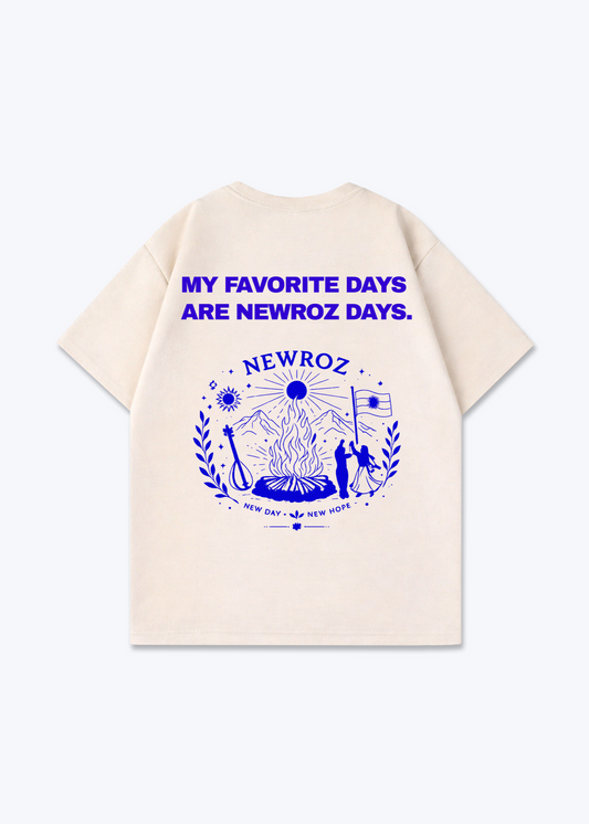 My Favorite Days are Newroz Days Oversized Shirt - Beige Back (Designed)