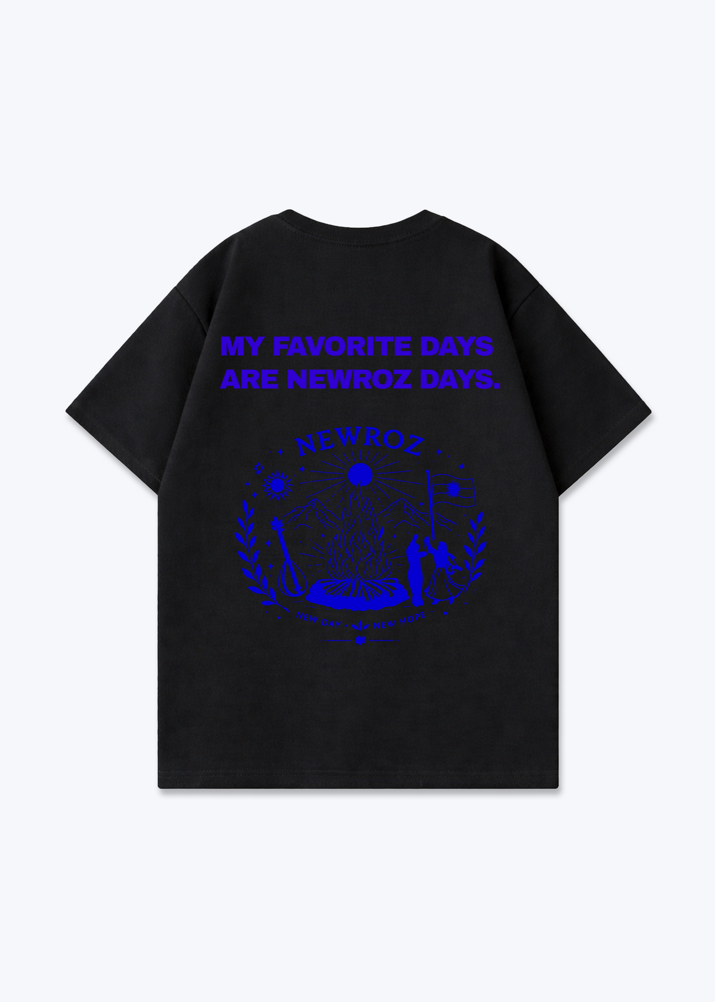 My Favorite Days are Newroz Days Oversized Shirt - Black Back (Designed)