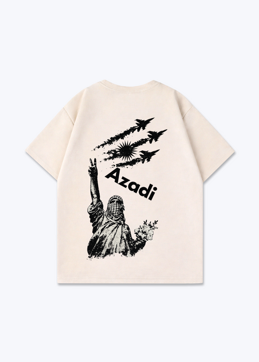 Azadi fly Oversized Shirt - Beige Back (Designed)