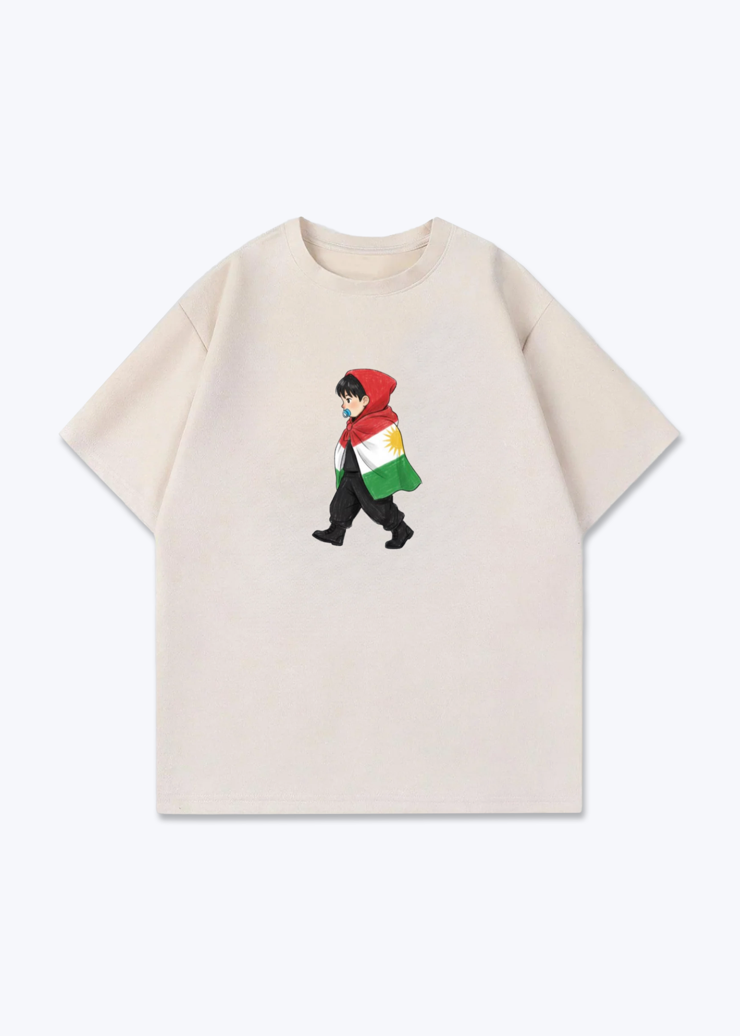 Kurdish toddler Oversized Shirt - Beige Front (Designed)