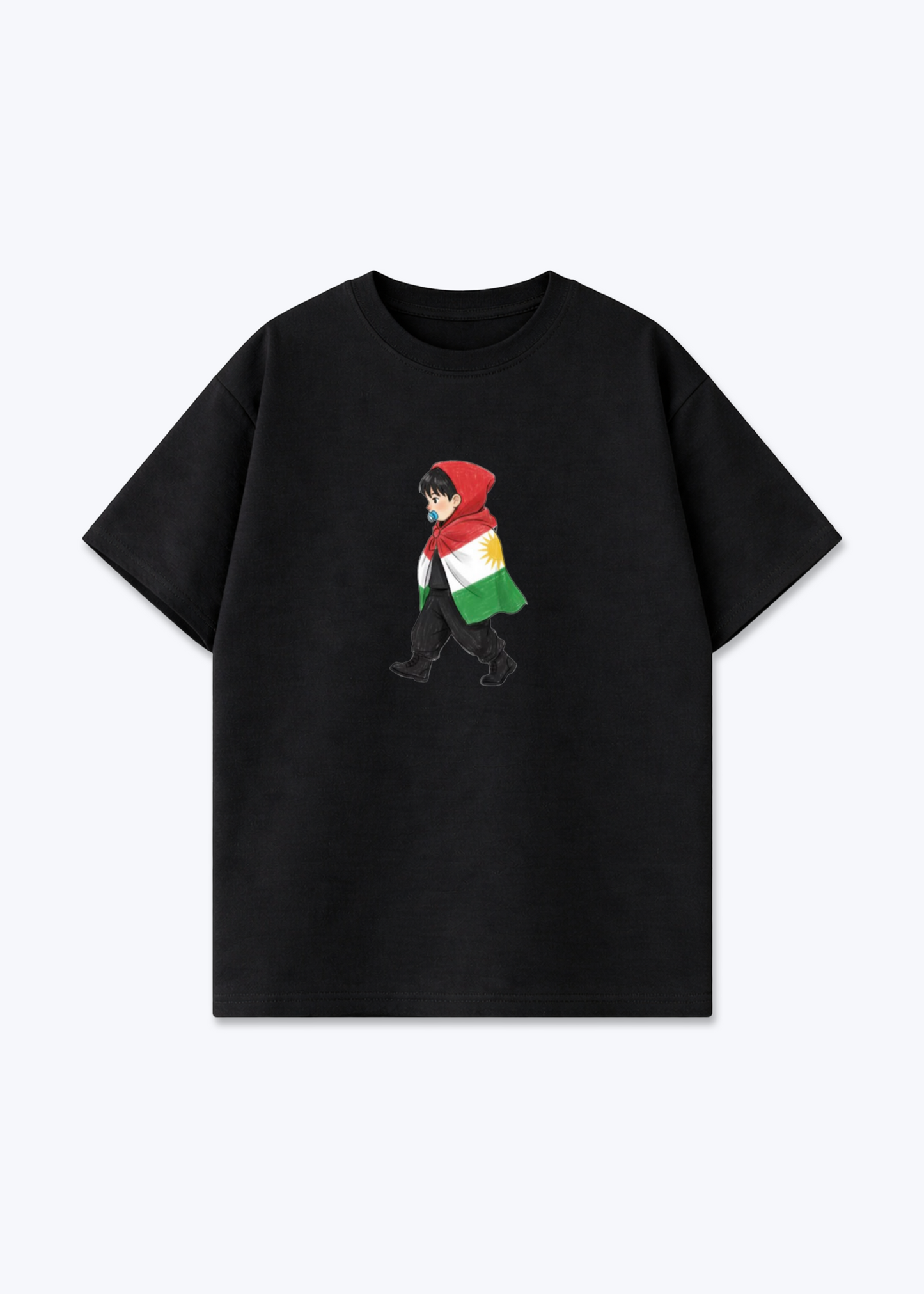 Kurdish toddler Oversized Shirt - Black Front (Designed)