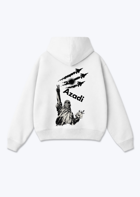 Azadi Fly Oversized Hoodie - White Back (Designed)