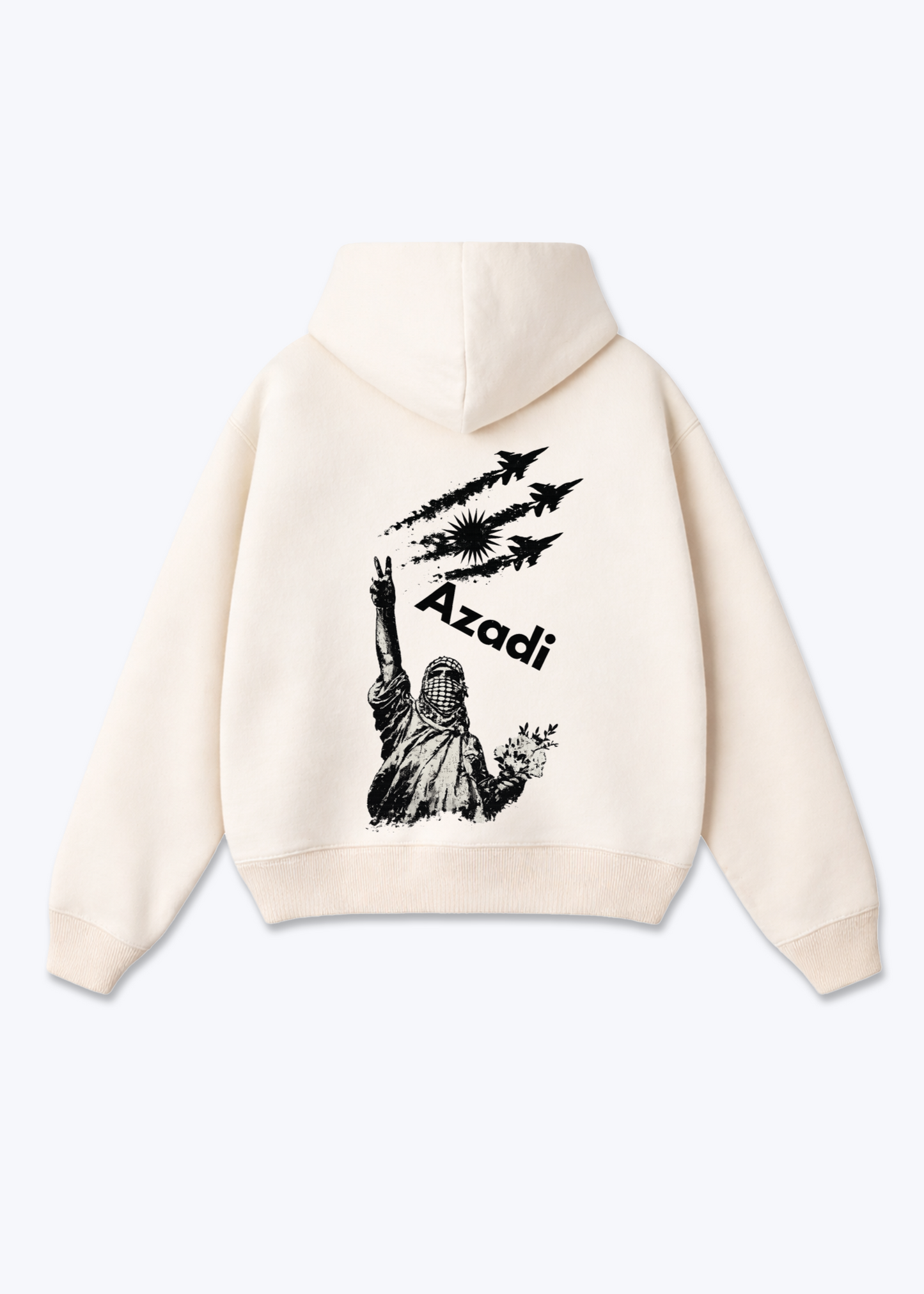 Azadi Fly Oversized Hoodie - Beige Back (Designed)