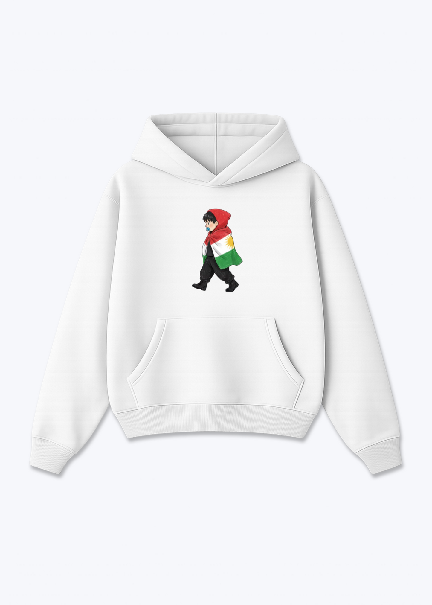 Kurdish Toddler Oversized Hoodie - White Front (Designed)