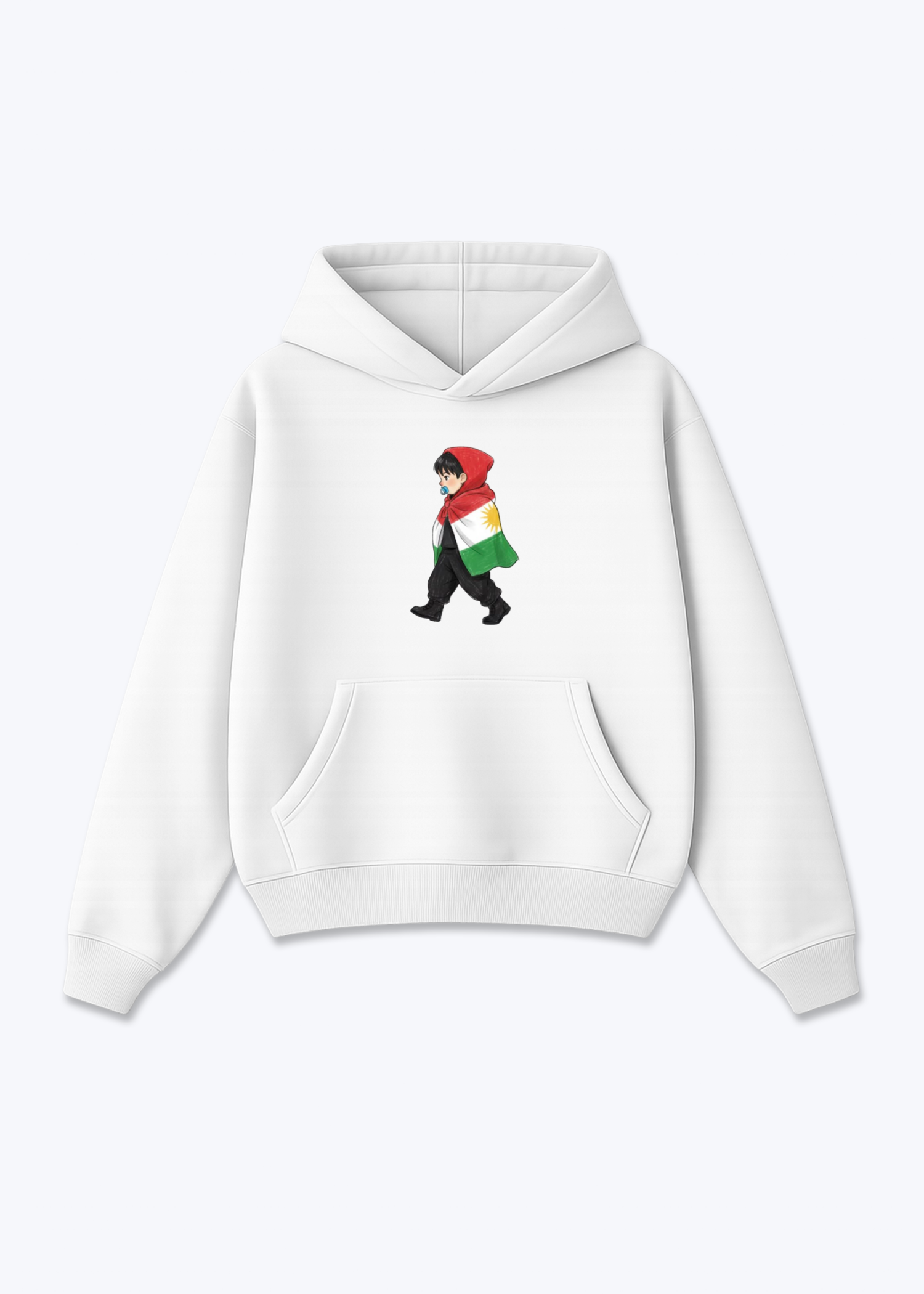 Kurdish Toddler Oversized Hoodie - White Front (Designed)