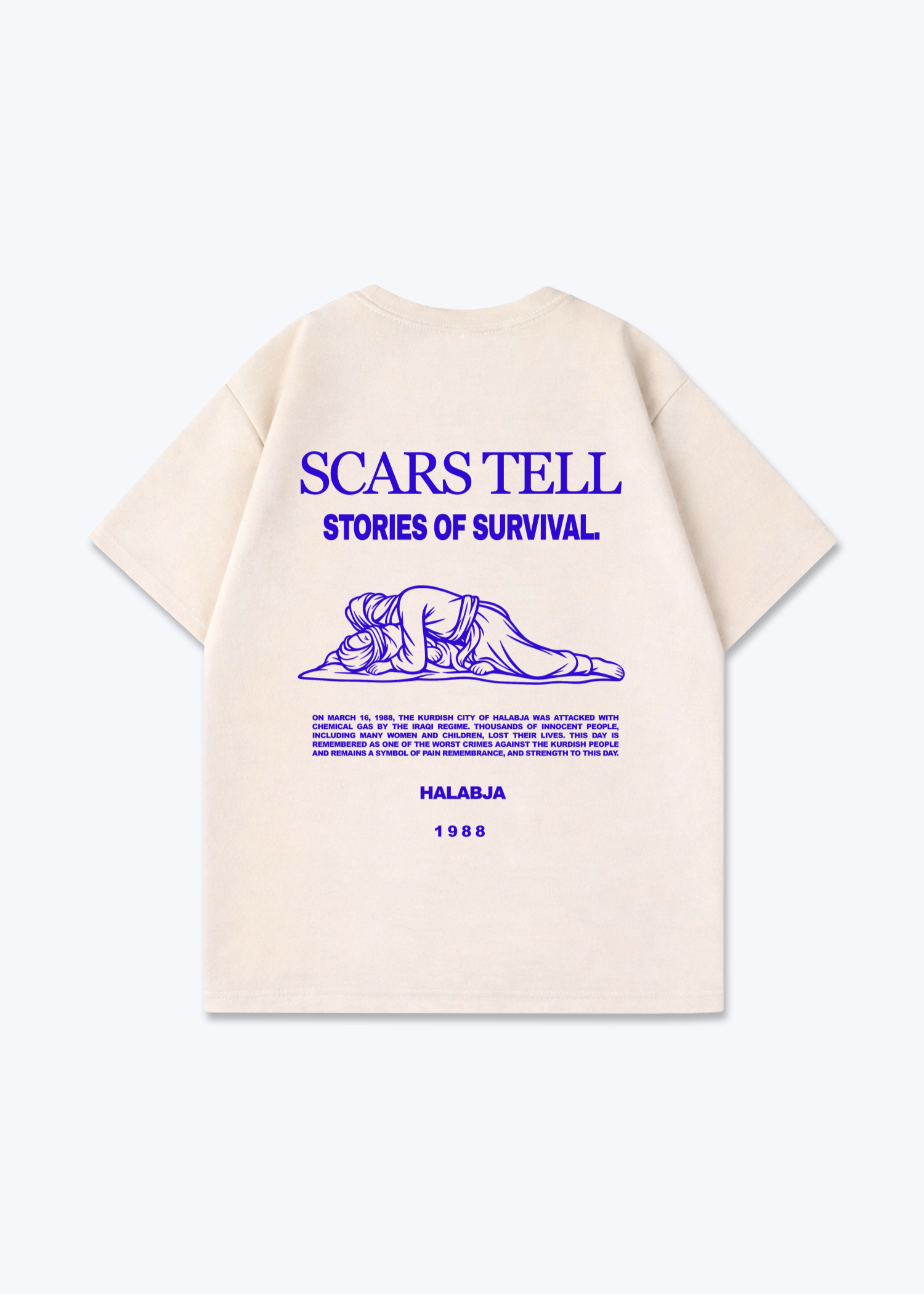 Scars Tell stories of Survival Oversized Shirt - Beige Back (Designed)