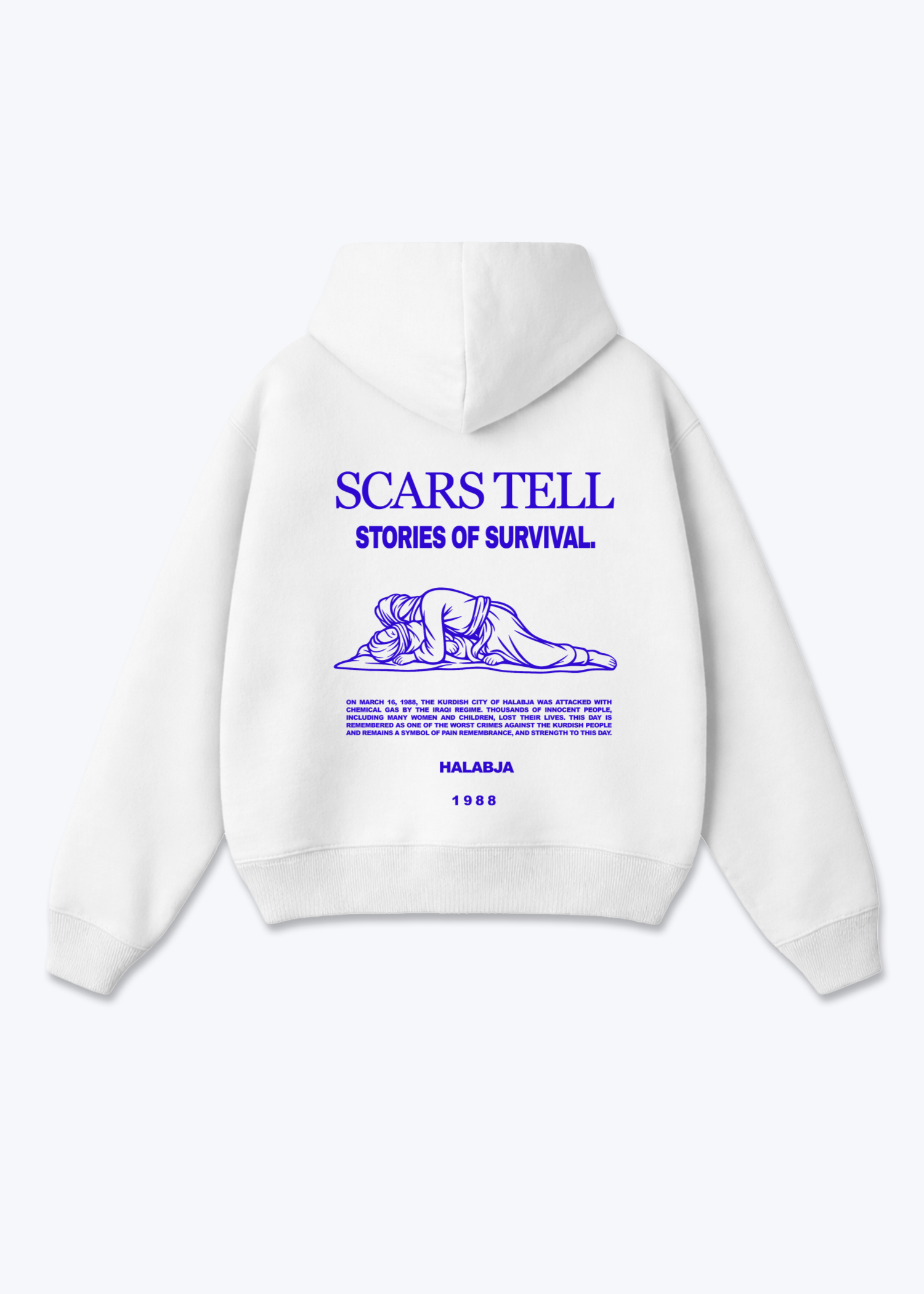 Scar Tell Stories of Survival Oversized Hoodie - White Back (Designed)