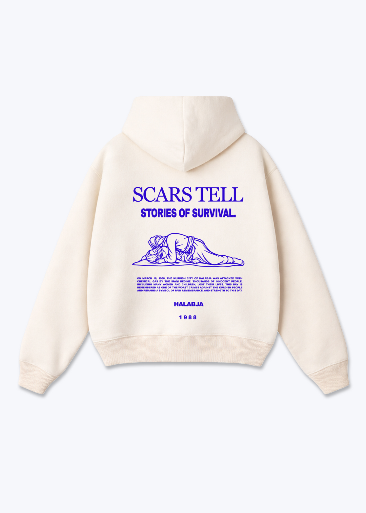 Scar Tell Stories of Survival Oversized Hoodie - Beige Back (Designed)
