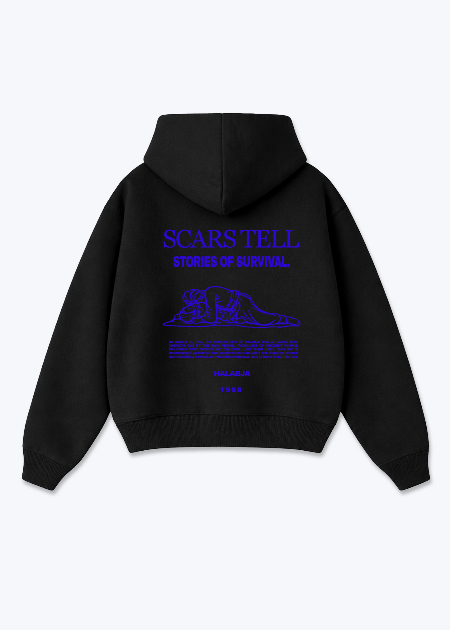 Scar Tell Stories of Survival Oversized Hoodie - Black Back (Designed)