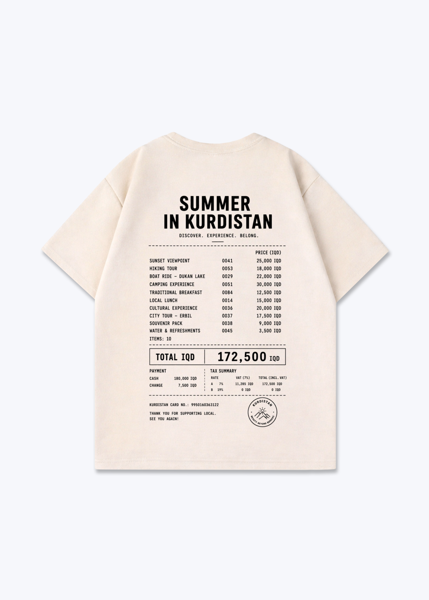 Summer In Kurdistan Bon Oversized Shirt - Beige Back (Designed)
