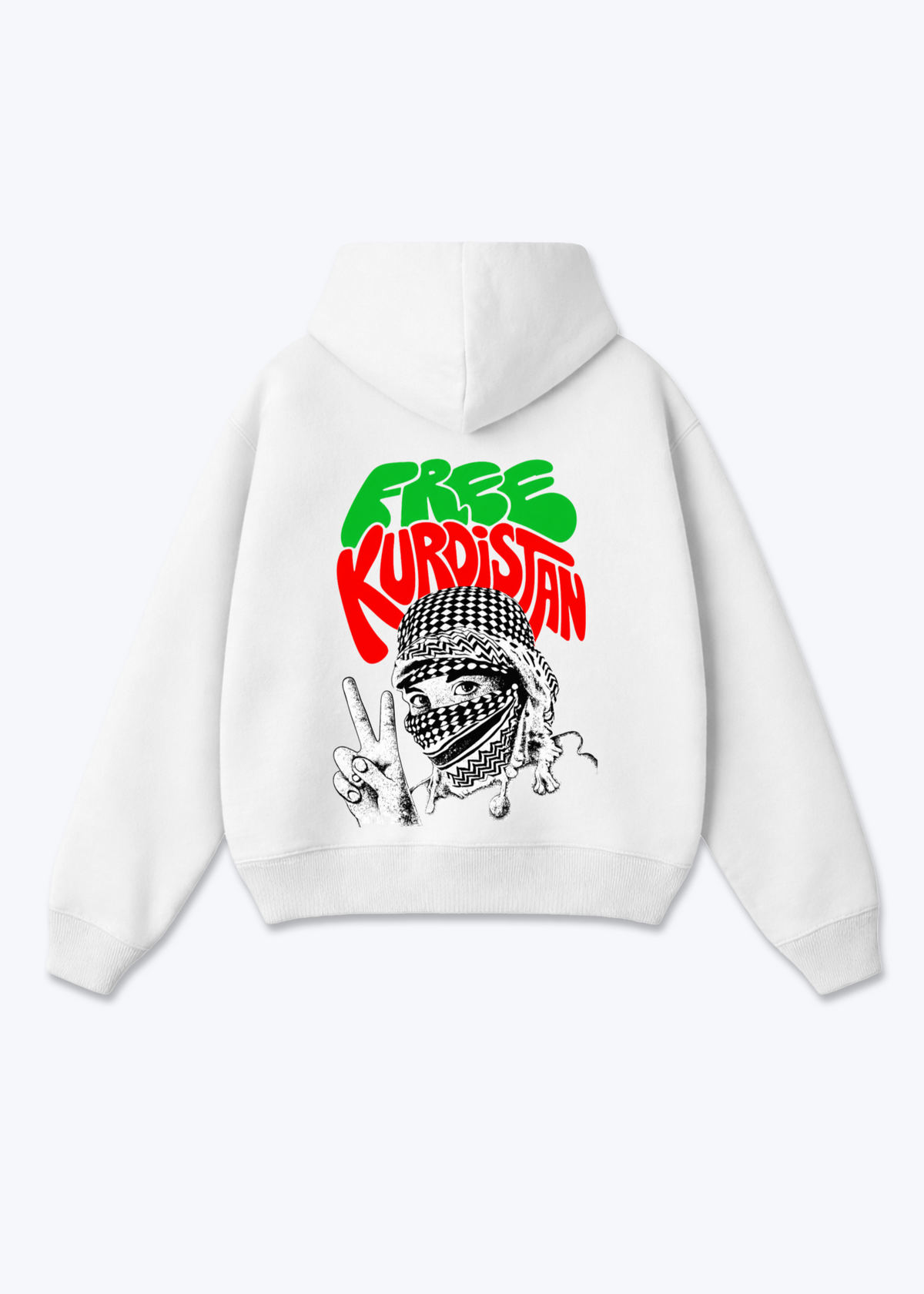 Free Kurdistan jin Oversized Hoodie - White Back (Designed)