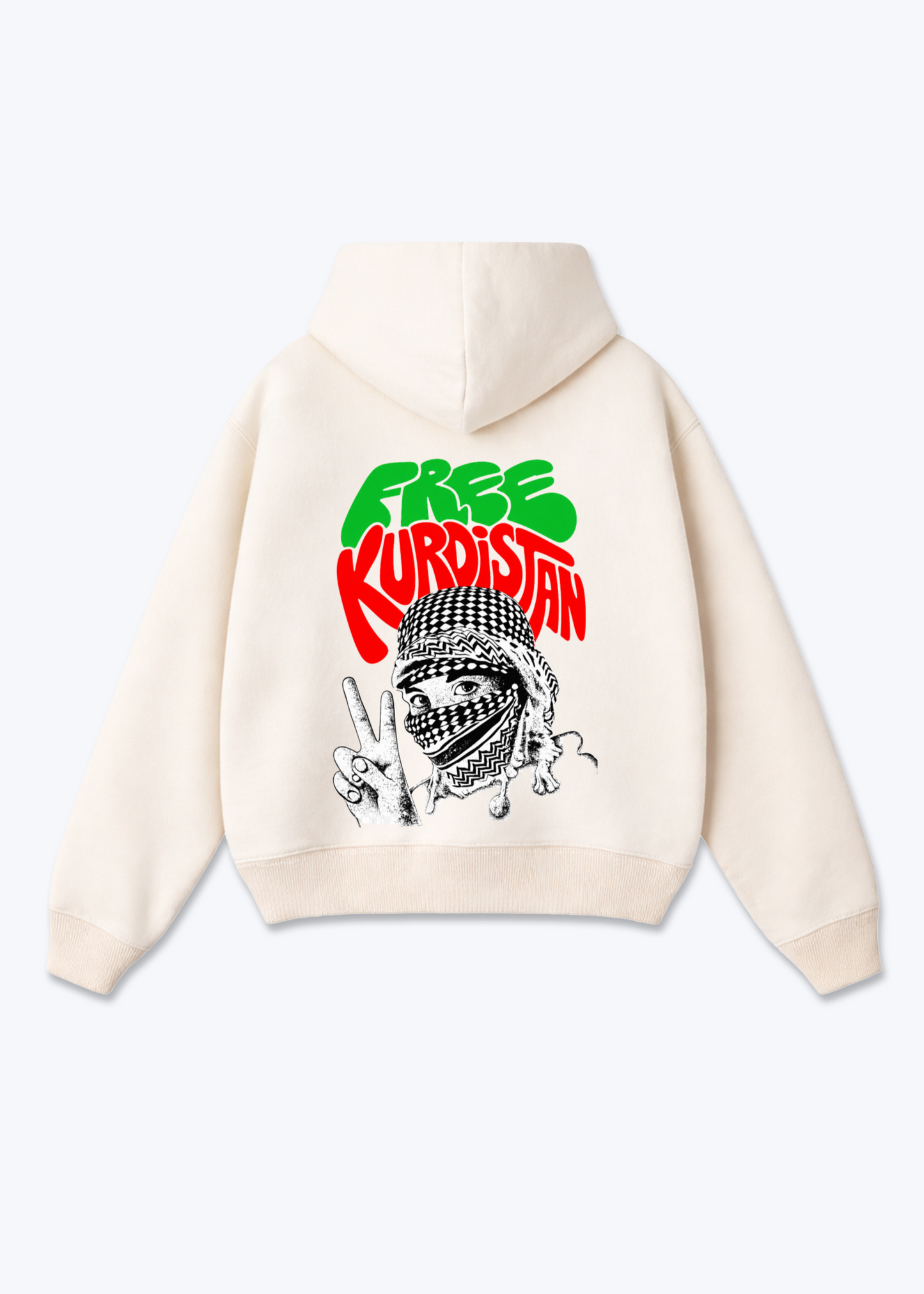 Free Kurdistan jin Oversized Hoodie - Beige Back (Designed)